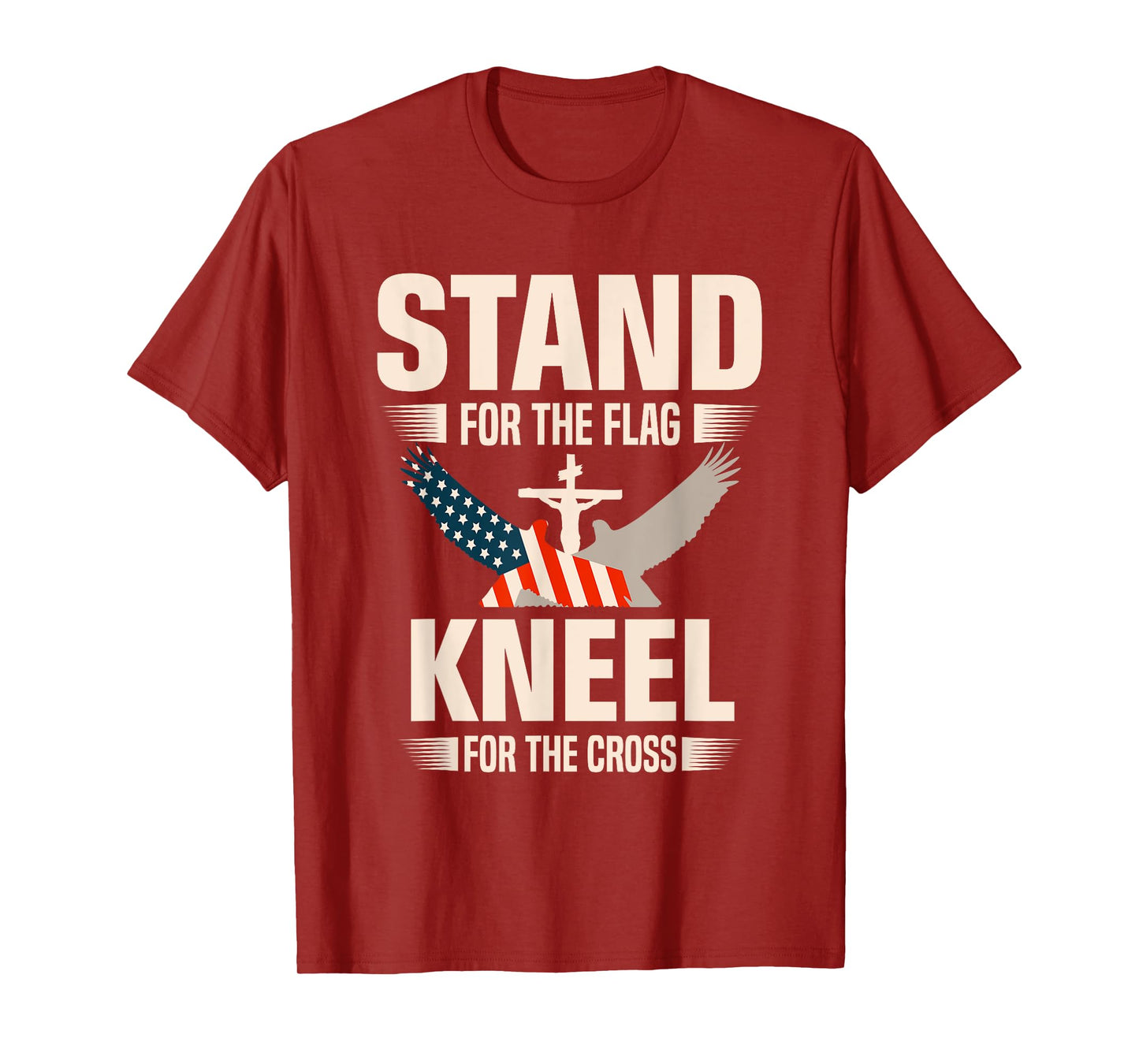 Stand For The Flag Kneel For The Cross Christian USA Flag T-Shirt
