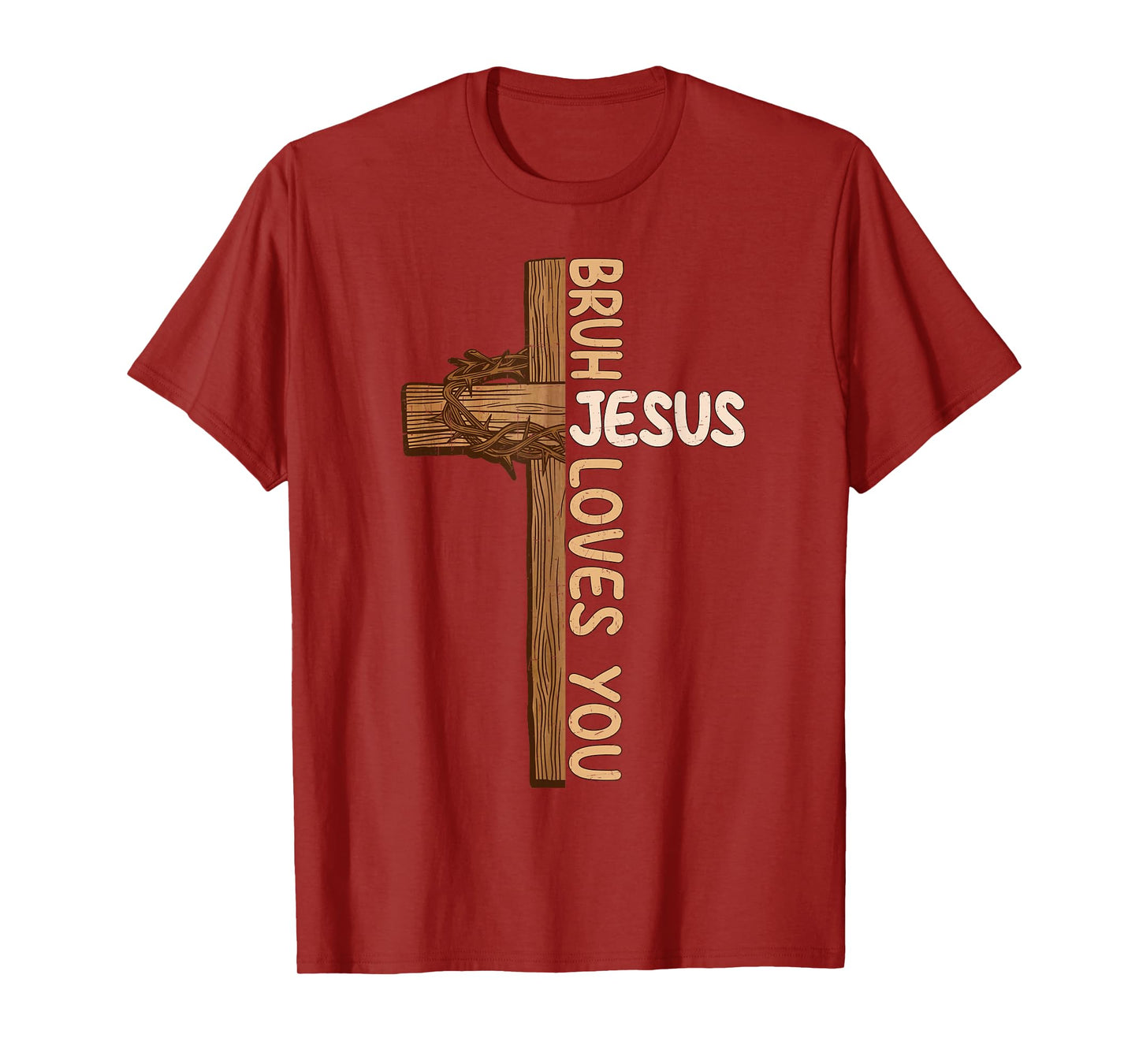Religious Christian Boys Teens Kids Bruh Jesus Loves You T-Shirt