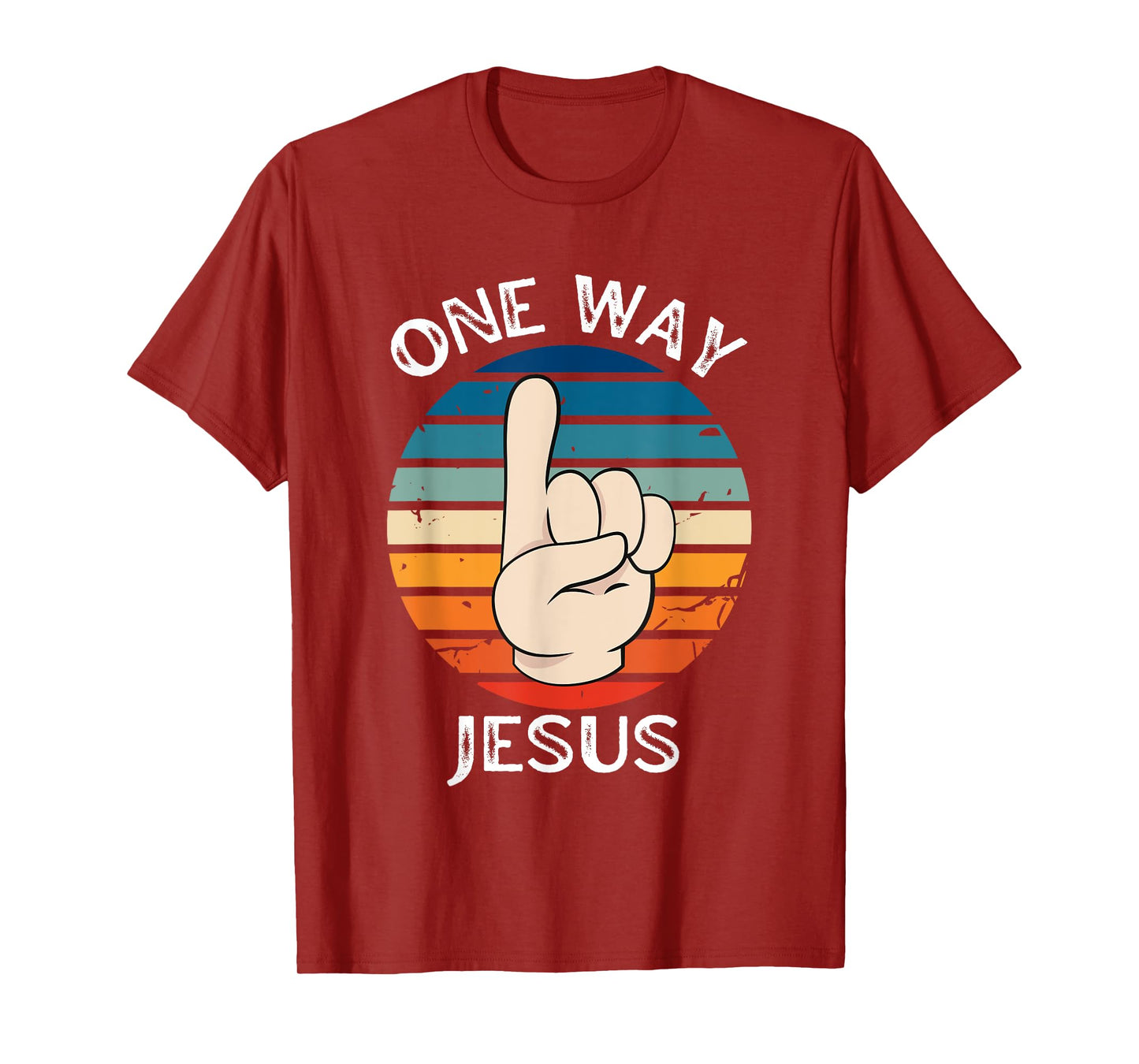 One Way Jesus People Christian Revolution Finger Up Retro T-Shirt