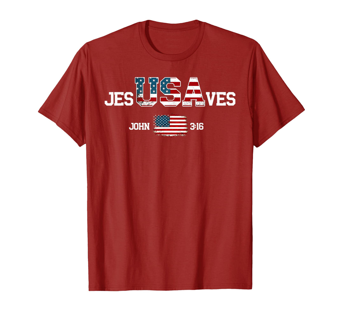 Jesus Saves USA American Flag Patriotic Christian 4th July T-Shirt