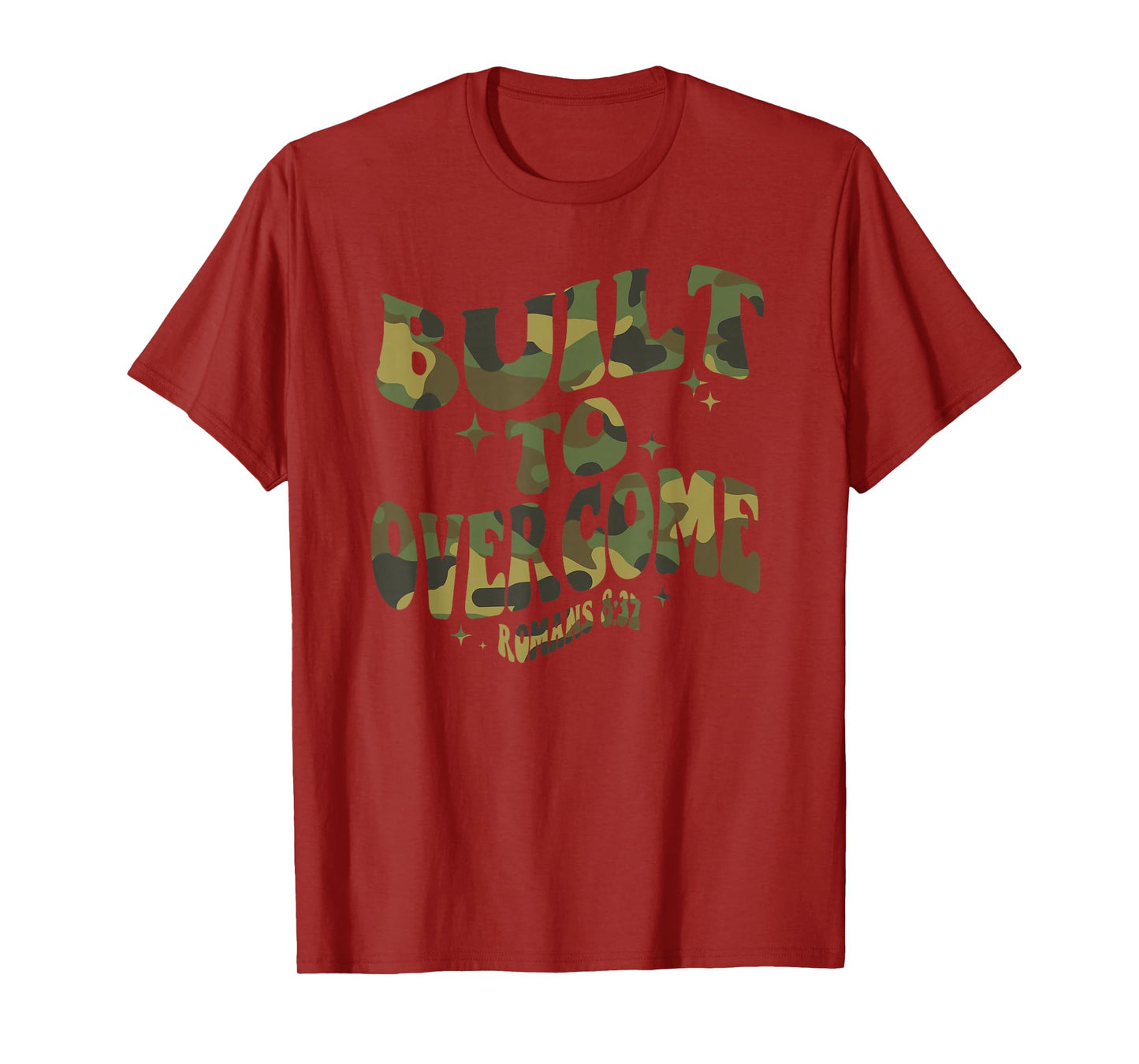 Built to Overcome Camo Scripture Christian Workout Faith Gym T-Shirt