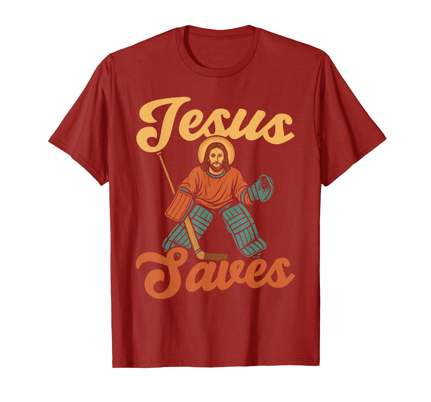 Ice Hockey Goalie Vintage Goalkeeper Jesus Jesus Saves T-Shirt