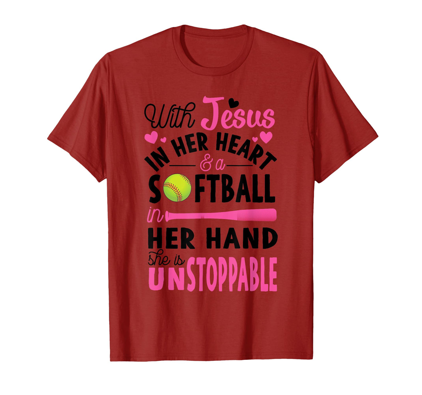 Jesus In Her Heart Softball Hand Funny Pitcher Gift For Her T-Shirt