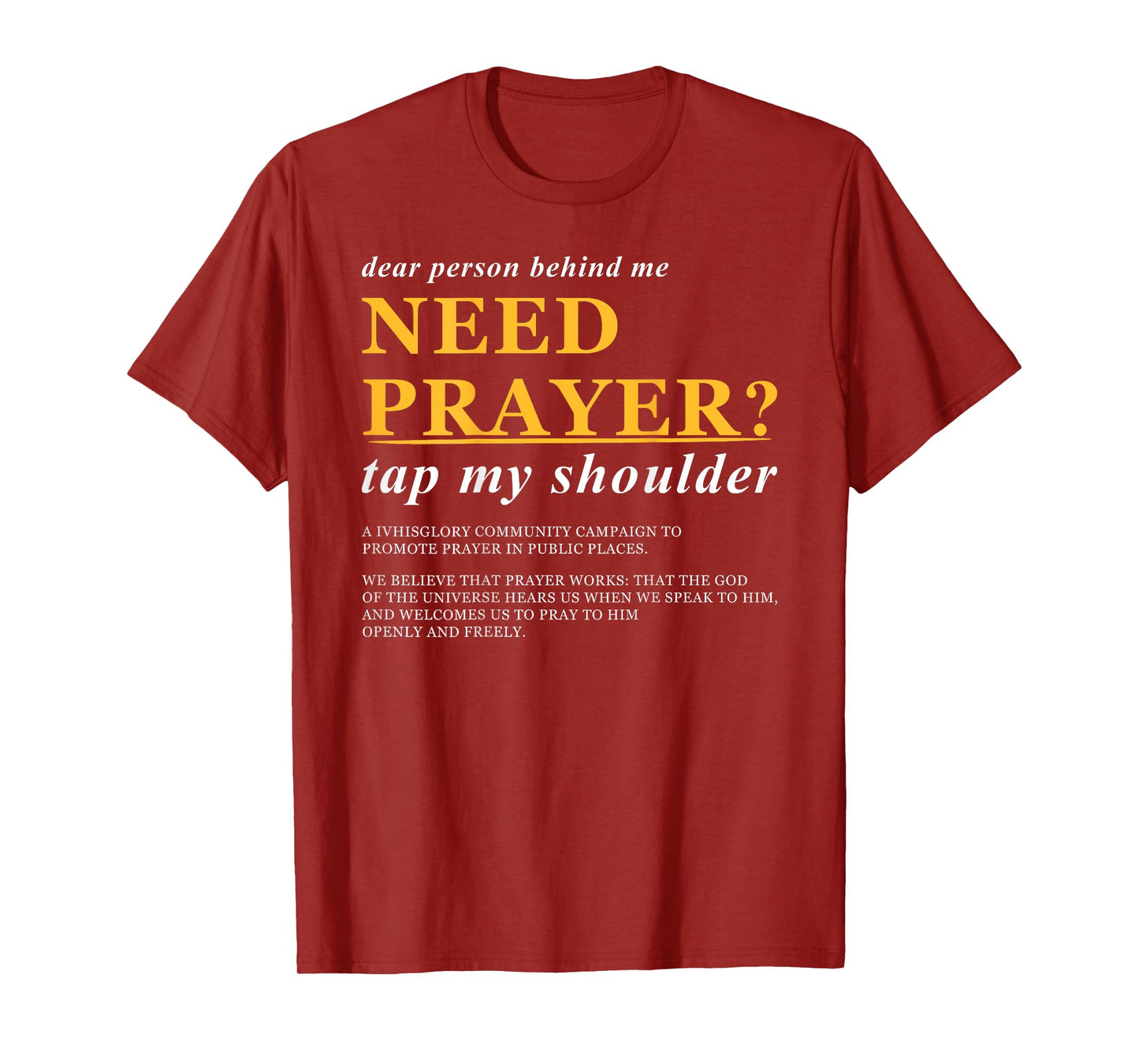 Need Prayer Tap My Shoulder Funny Christian Bible Verse T-Shirt