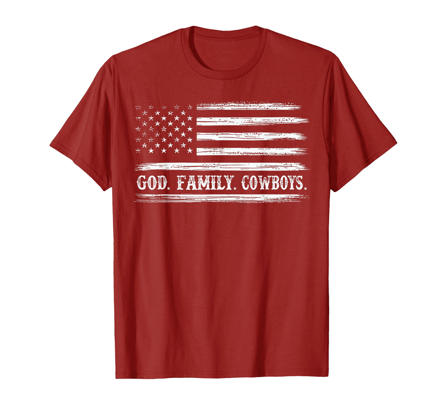 God First Family Second Then Cowboys. USA Flag Patriotic T-Shirt