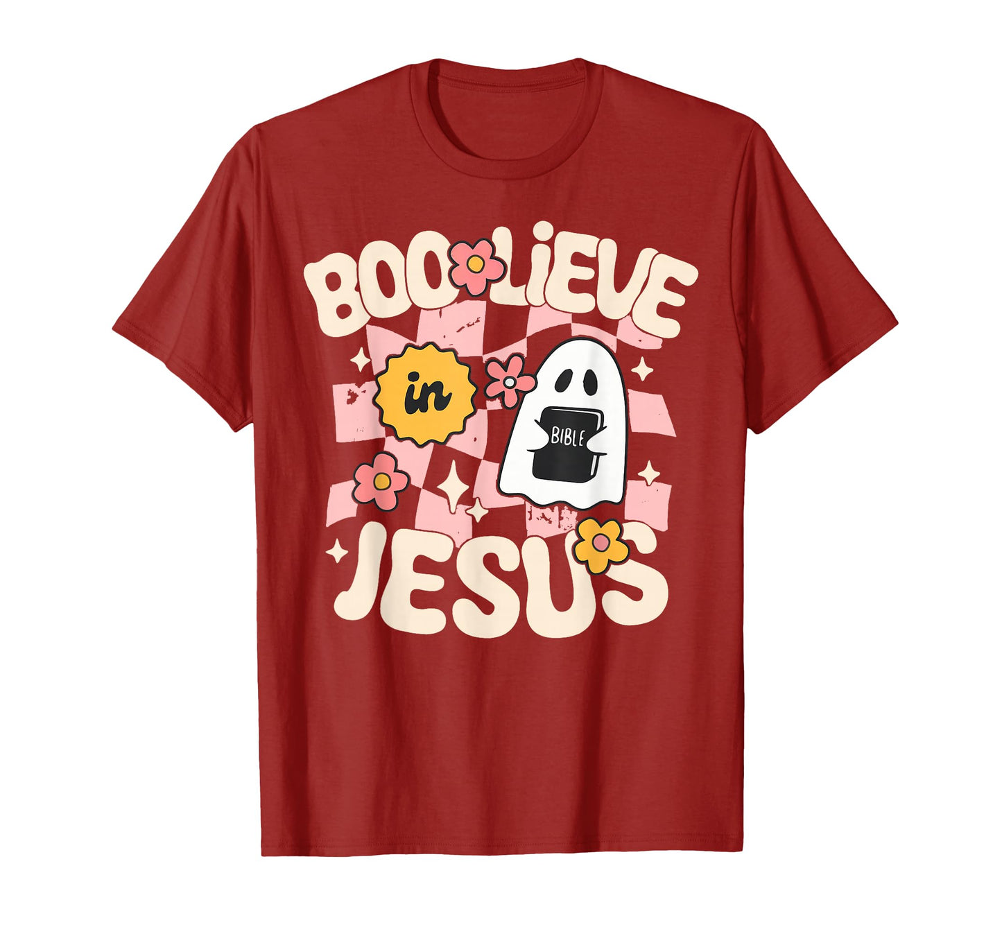 Boo Lieve in Jesus Funny Christian Halloween Cute Ghost T-Shirt