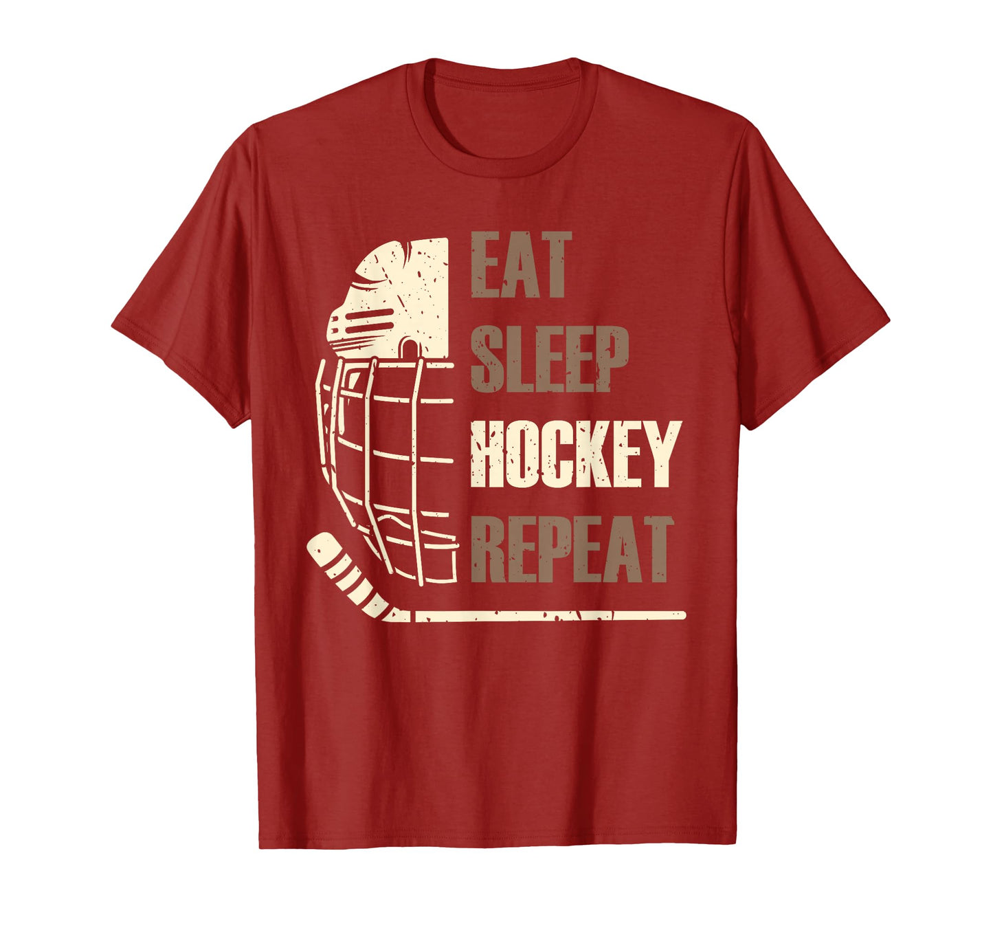 Eat Sleep Hockey Repeat Funny Mask Stick Ice Hokey Player T-Shirt