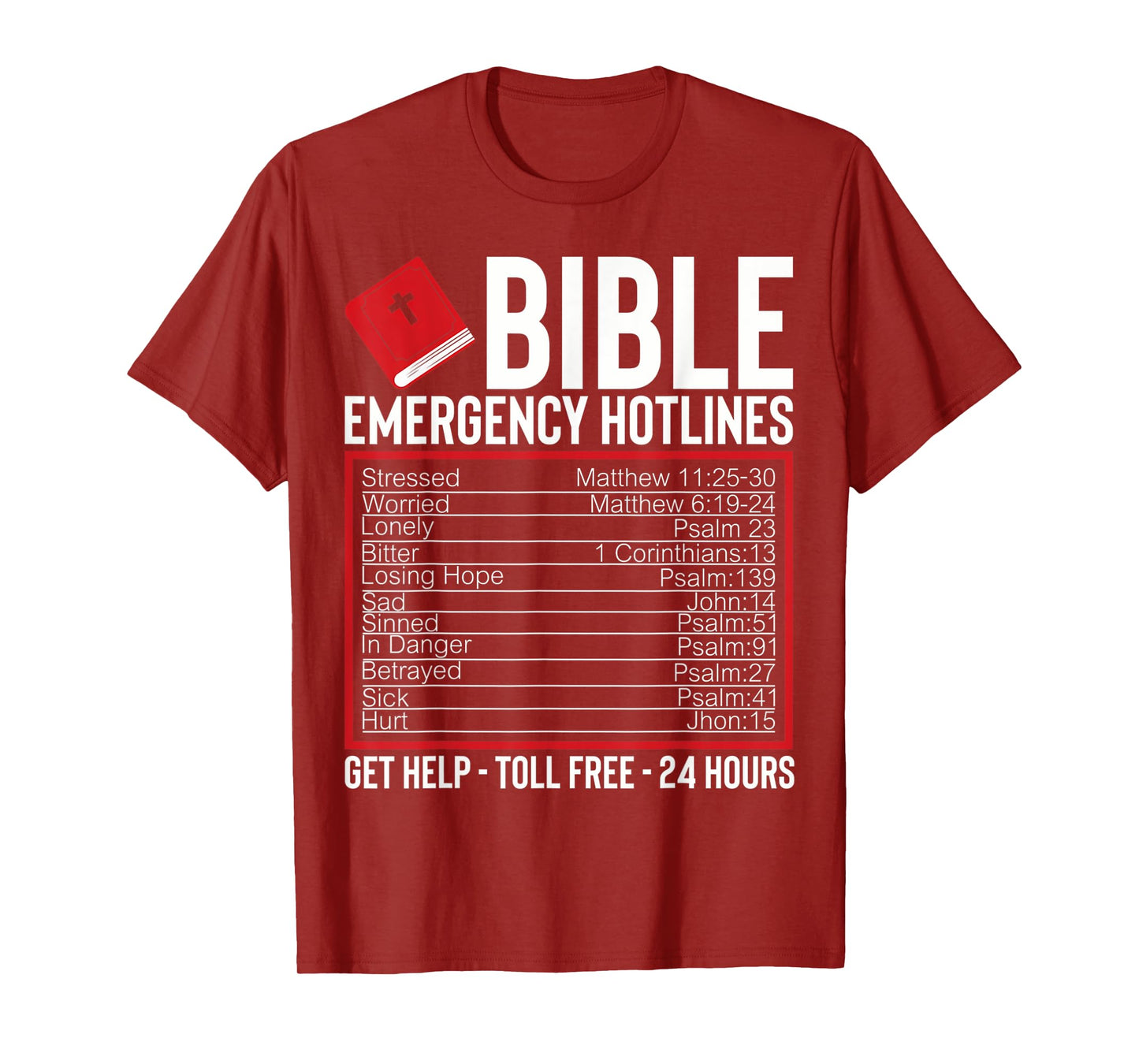 Funny Christian Cross Bible Emergency Bible Verses T-Shirt