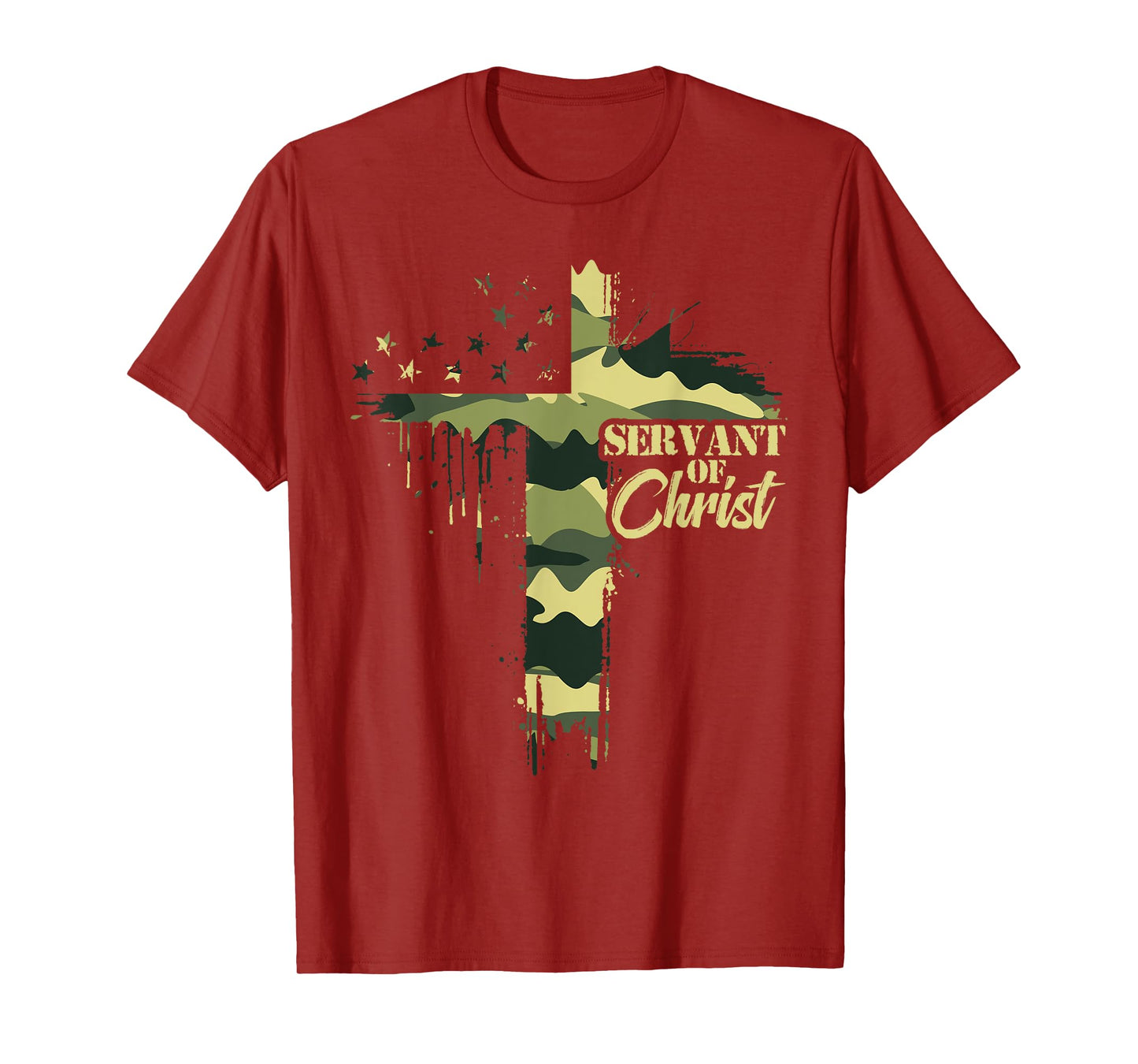 Camo Flag Camouflage Cross Christian Dad Servant of Christ T-Shirt