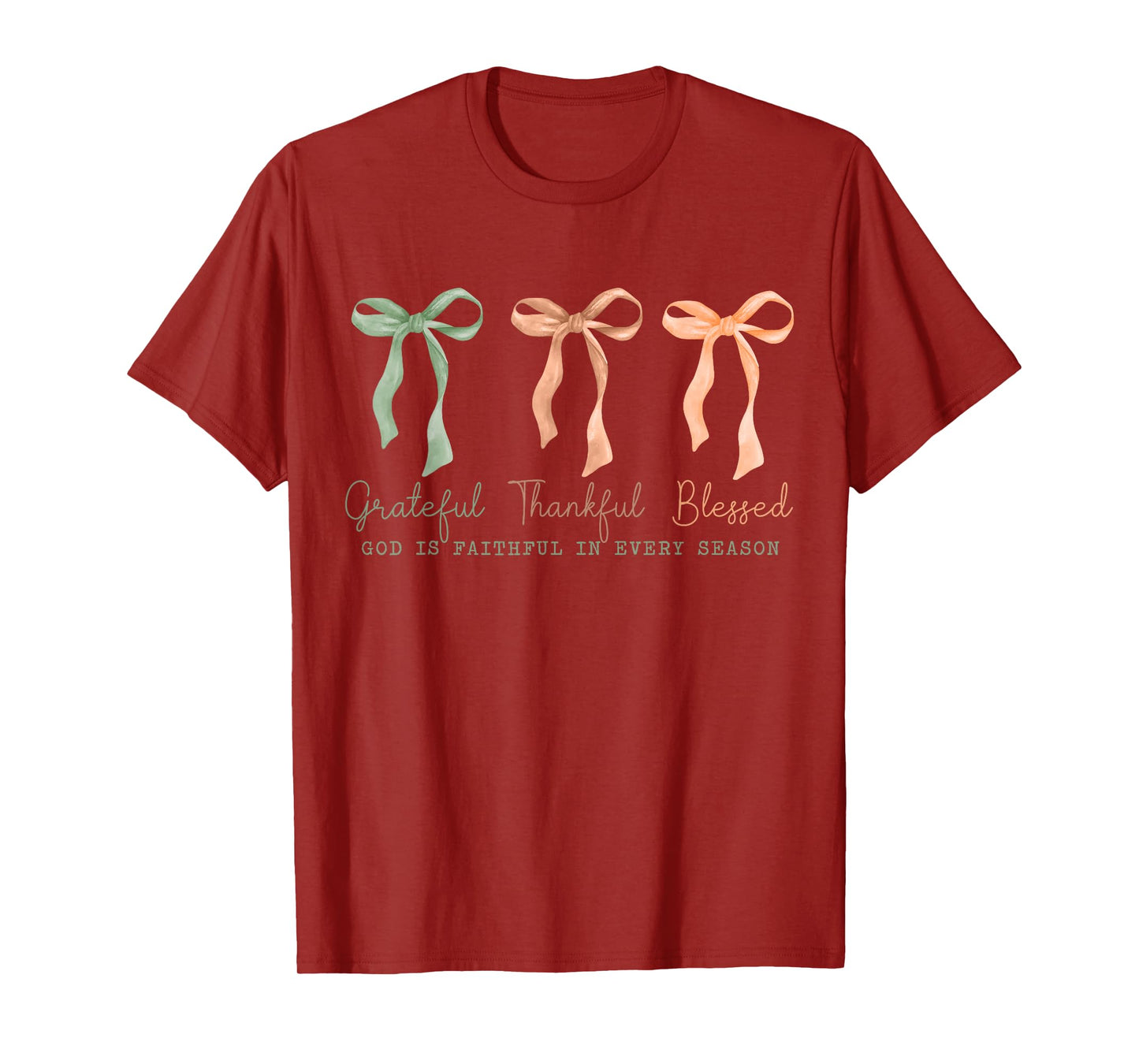 Grateful Thankful Blessed Christian Fall Thanksgiving Faith T-Shirt