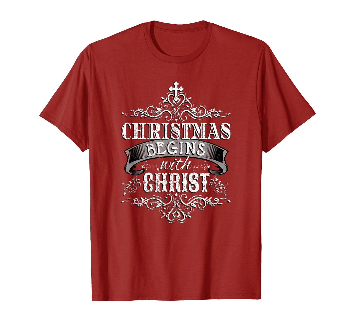 CHRISTMAS BEGINS WITH CHRIST Jesus Birth Christian Bible T-Shirt