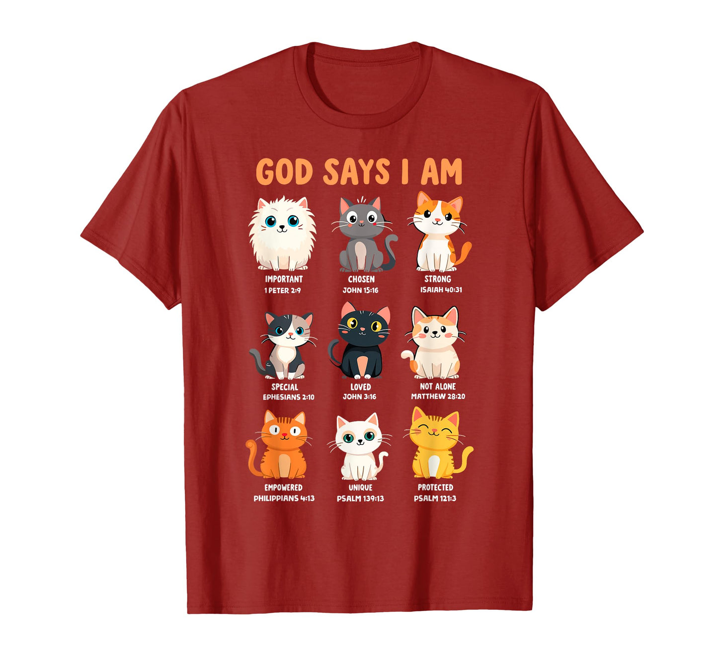 God Says I'm Christian Funny Cats Bible Verse Kitty Lover T-Shirt
