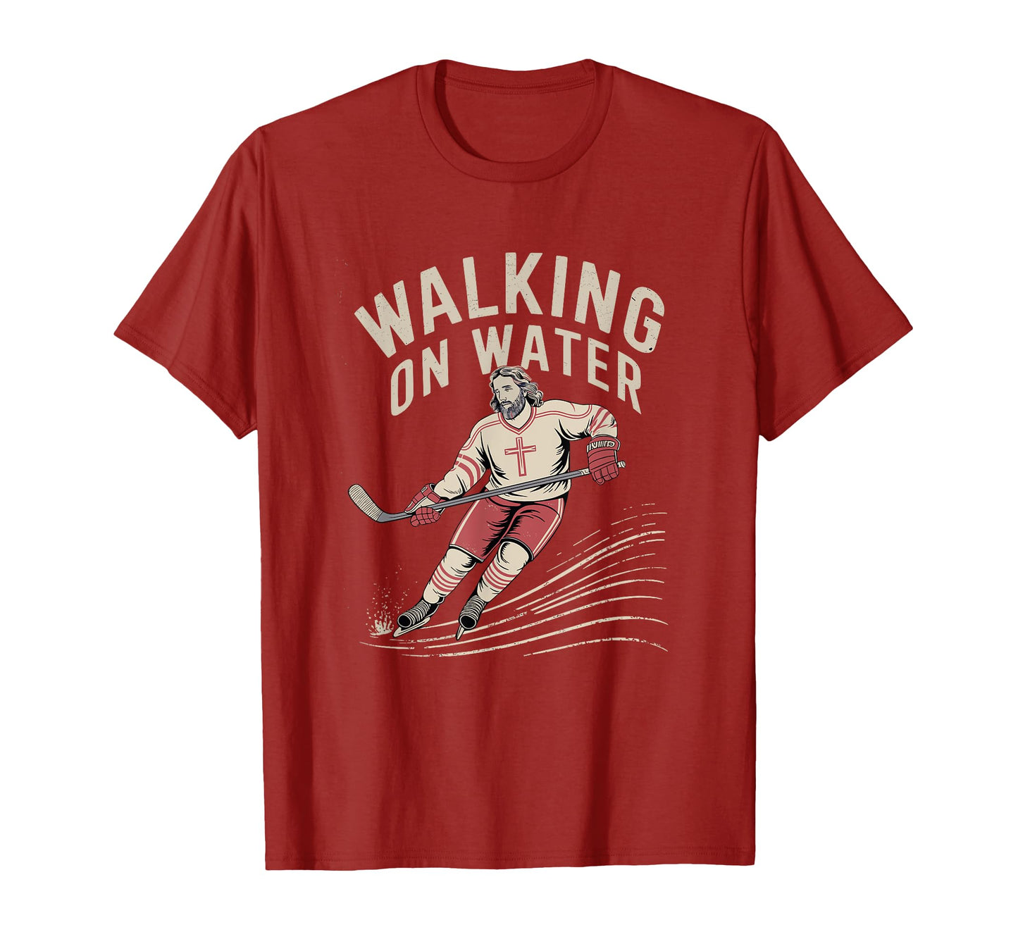 Walking on Water - Christian Religious Hockey Player T-Shirt
