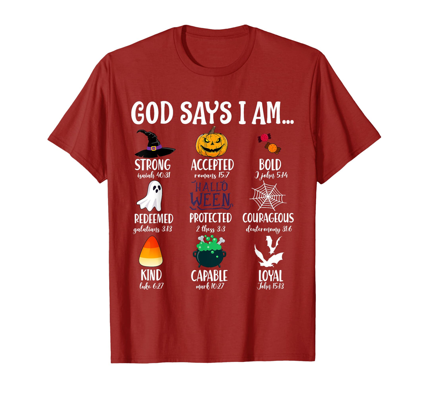 God Says I Am Bible Verse Halloween Jesus Christian Pumpkin T-Shirt