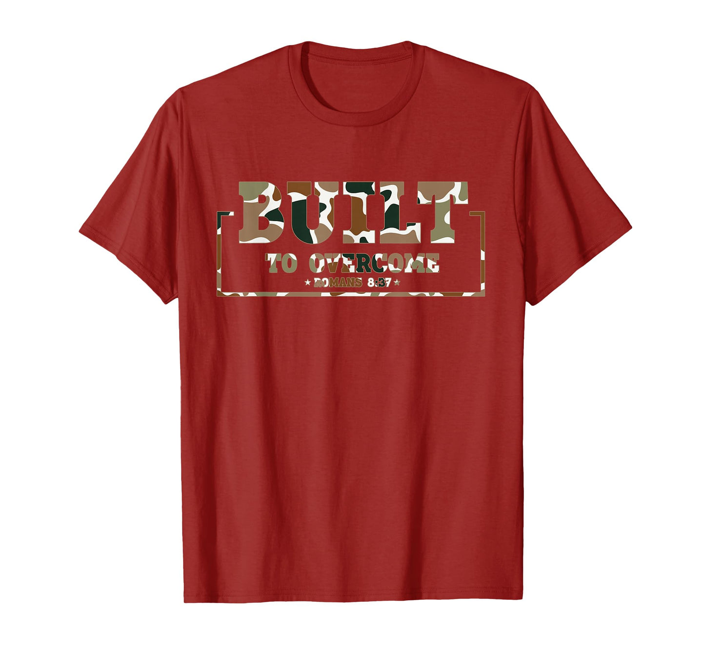 Built to Overcome Camo Scripture Workout Gym Faith Christian T-Shirt