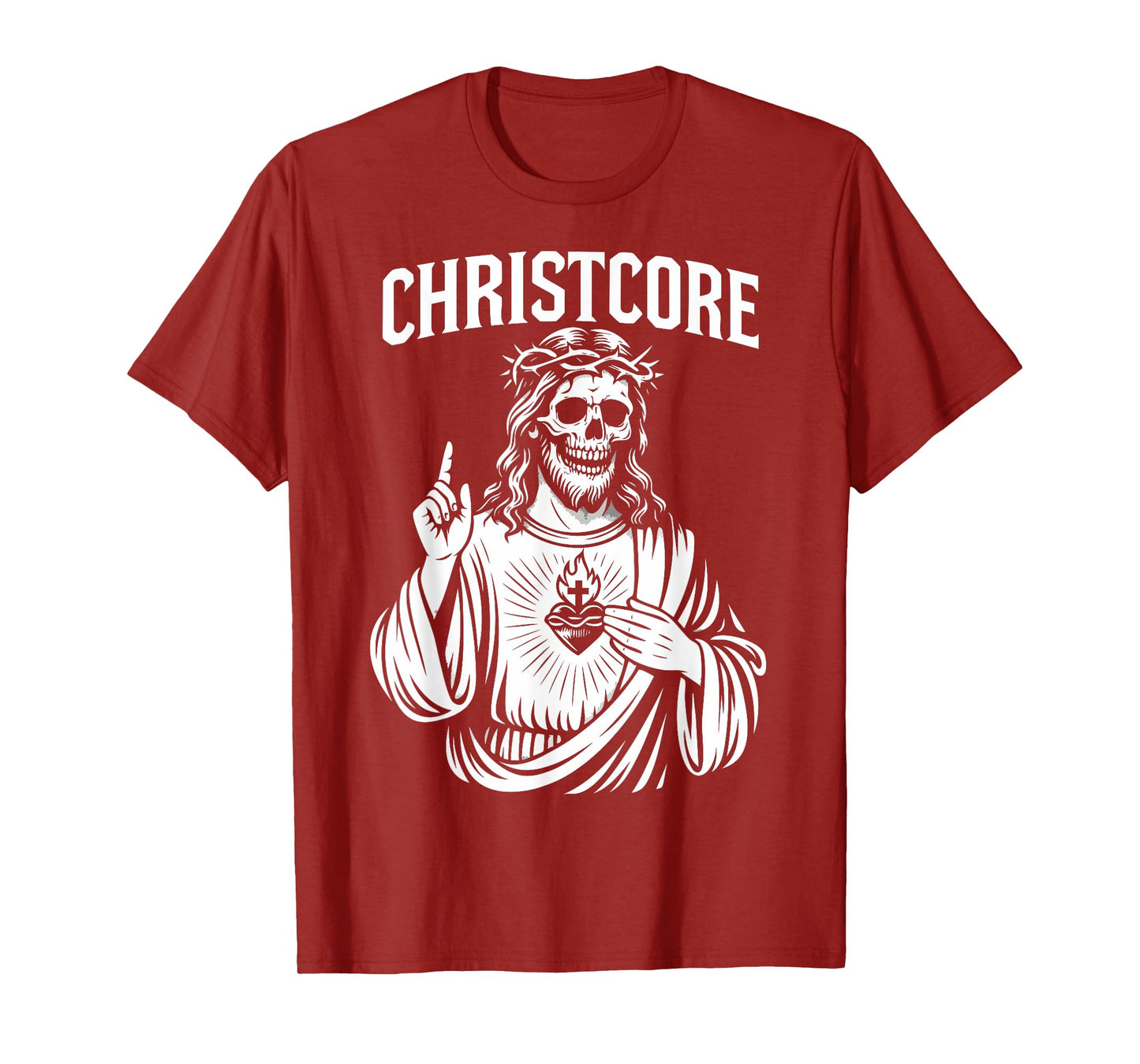 Christcore Jesus Skull Sacred Heart Christian Metal Design T-Shirt