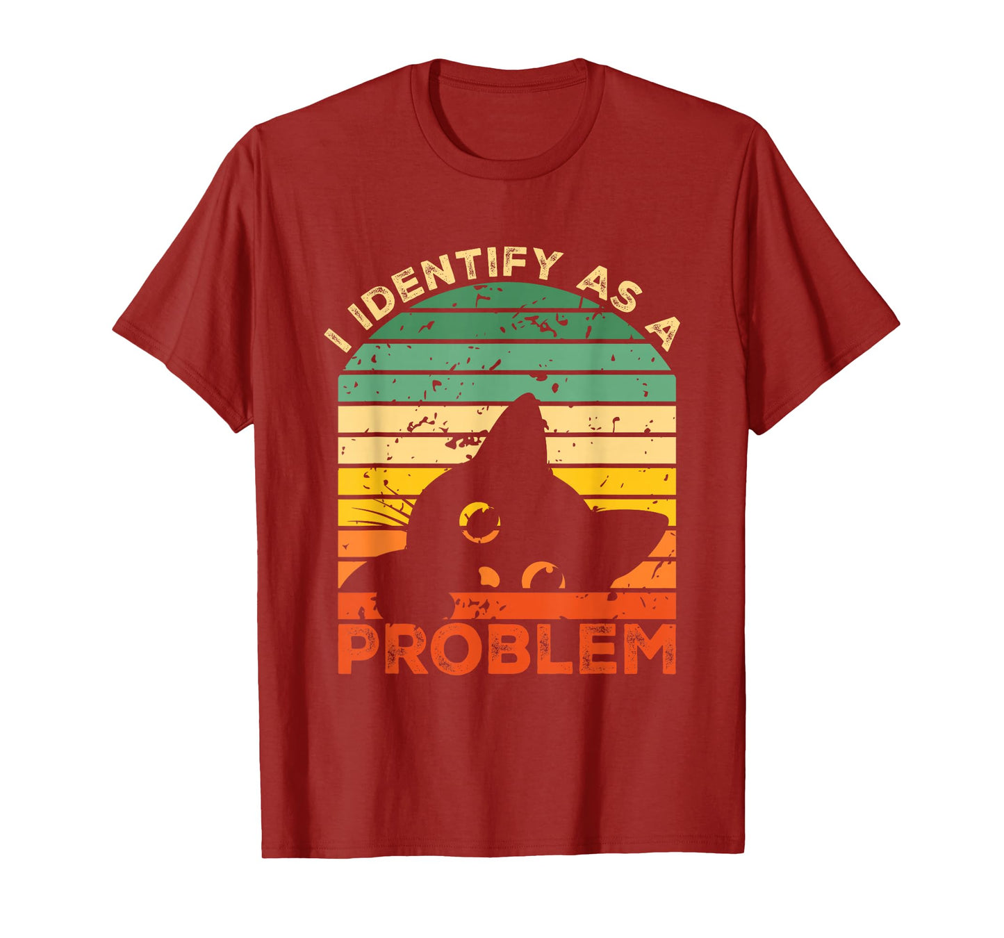 Funny Sarcastic I Identify As A Problem Vintage Cat Meme T-Shirt