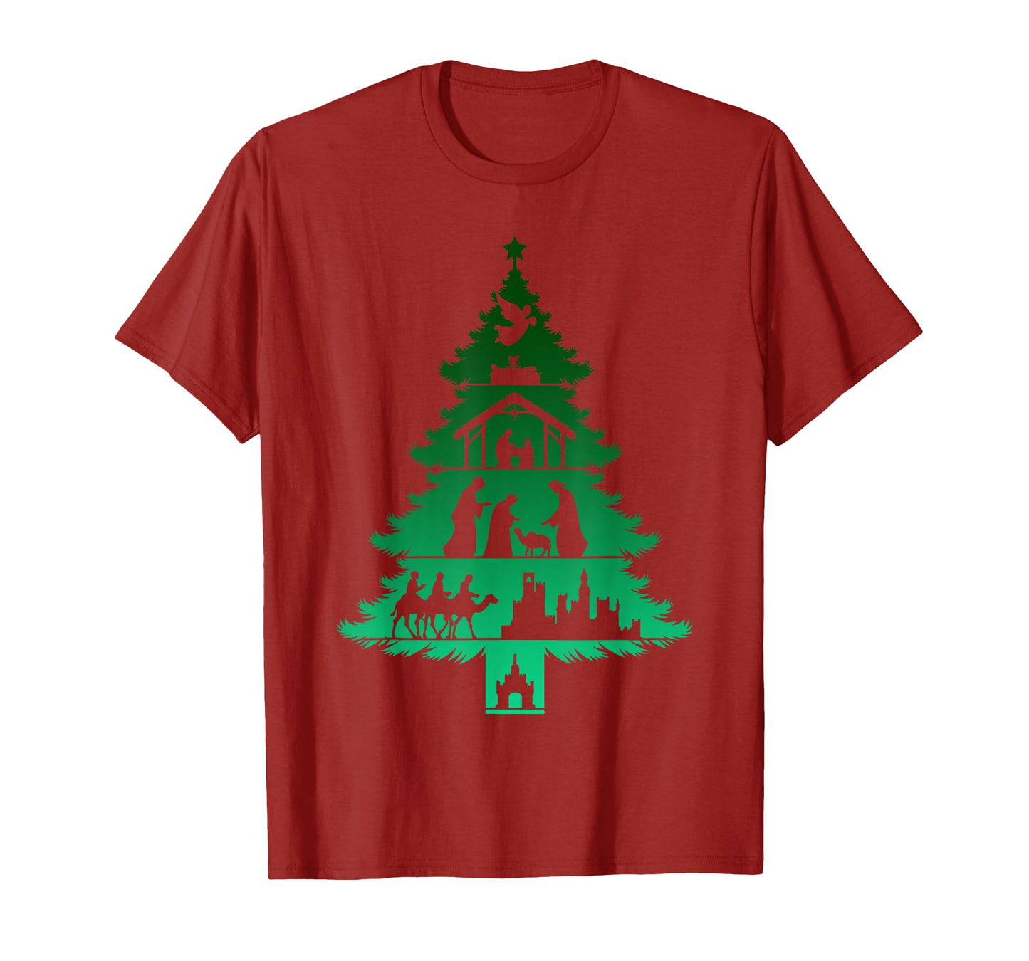 Nativity Christmas Tree Christmas Christian Xmas Holiday Pjs T-Shirt