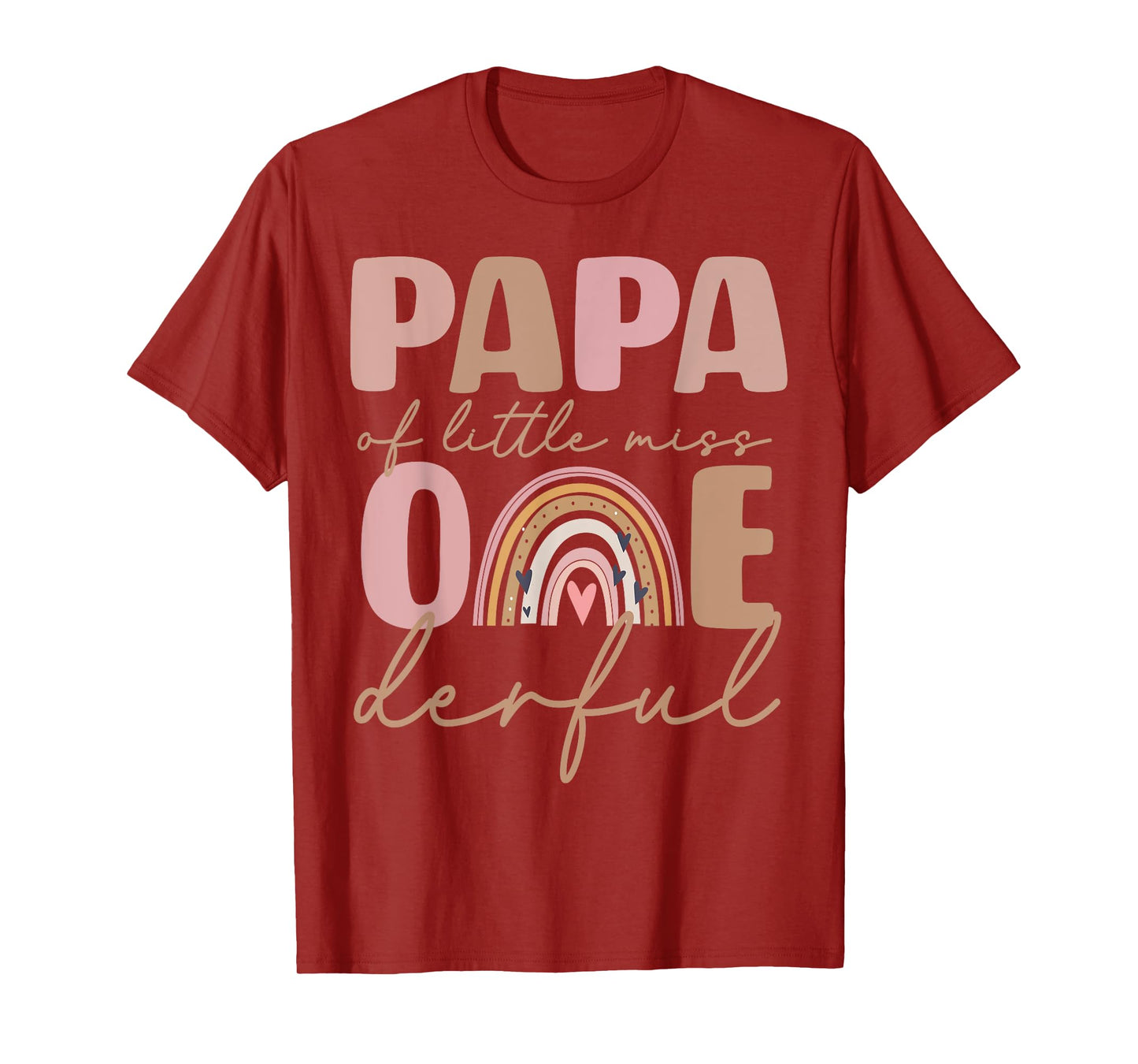 Papa of Little Miss Onederful First Birthday Boho Rainbow T-Shirt