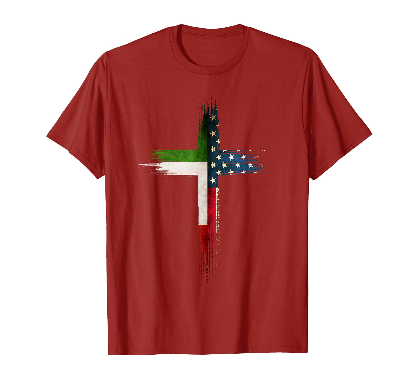Christian Cross Italian American US Flag T-Shirt