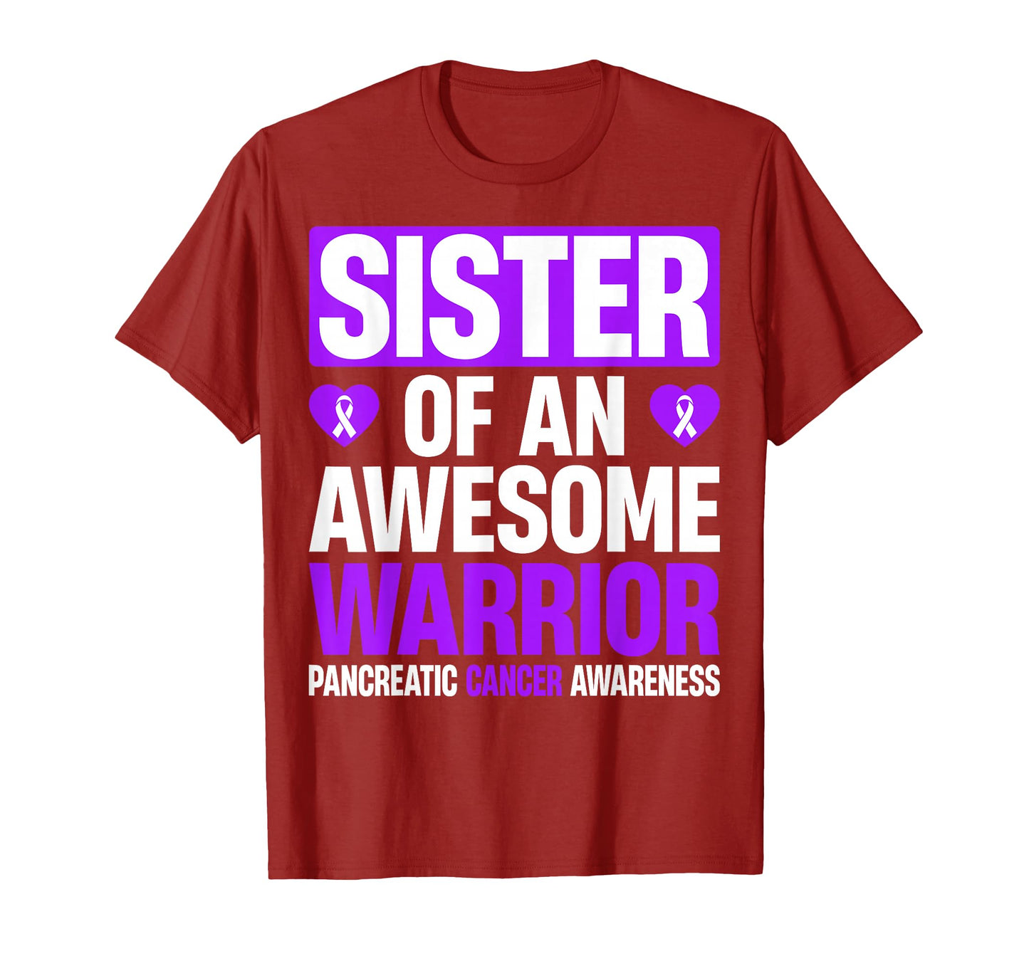 Sister of an Awesome Warrior Pancreatic Cancer Awareness T-Shirt