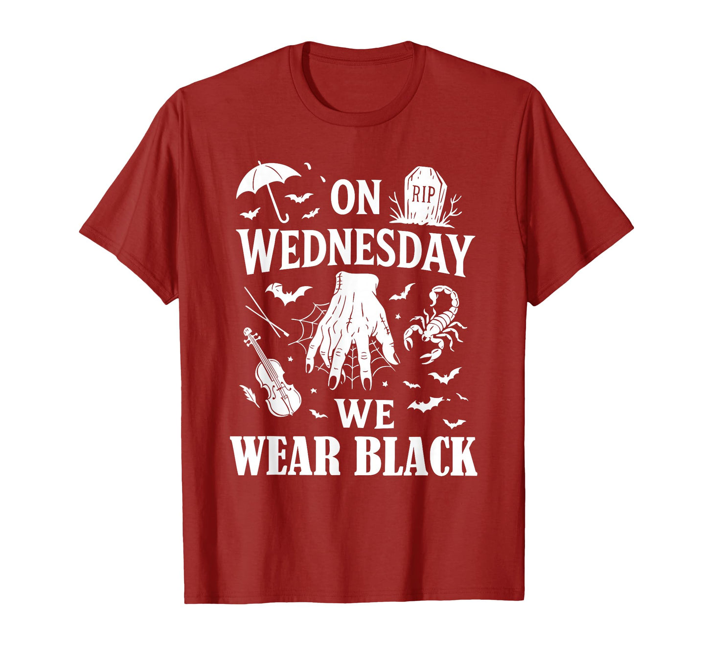 Funny Horror Hand On Wednesdays We Wear Black Halloween T-Shirt