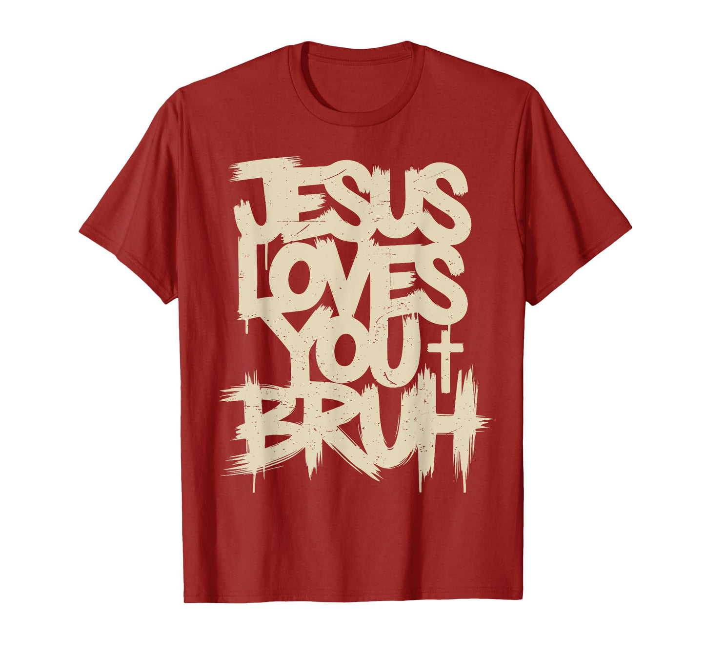 Youth Jesus Loves You Bruh Funny Christian Men Boy Teen Girl T-Shirt