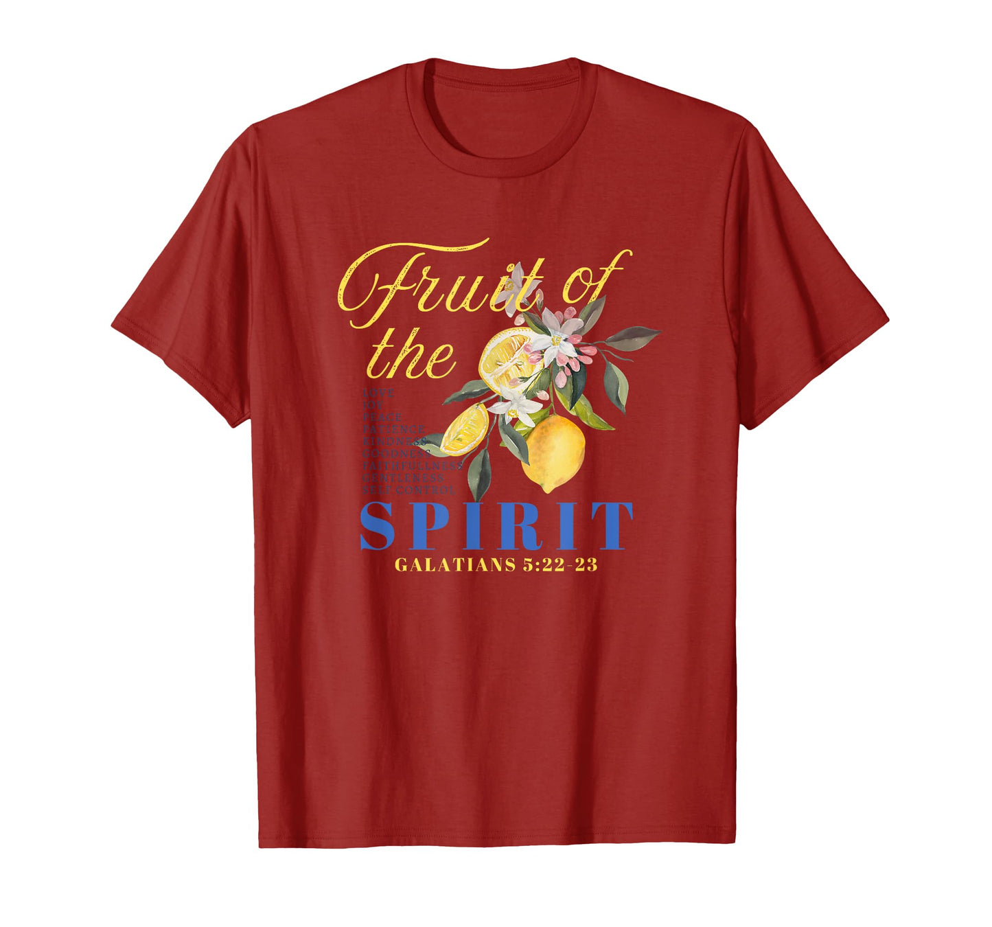 Christian Lemon Fruit of The Spirit Bible Verse Graphic Tee T-Shirt