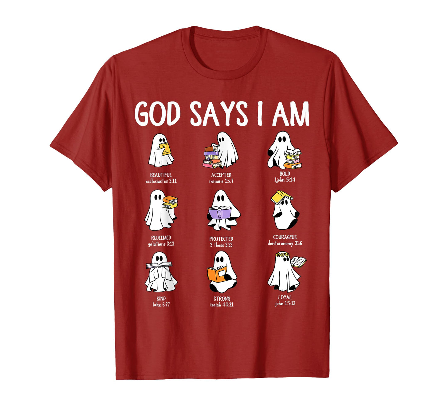 God Says I Am Cute Ghost Book Halloween Men Women Girl Kids T-Shirt