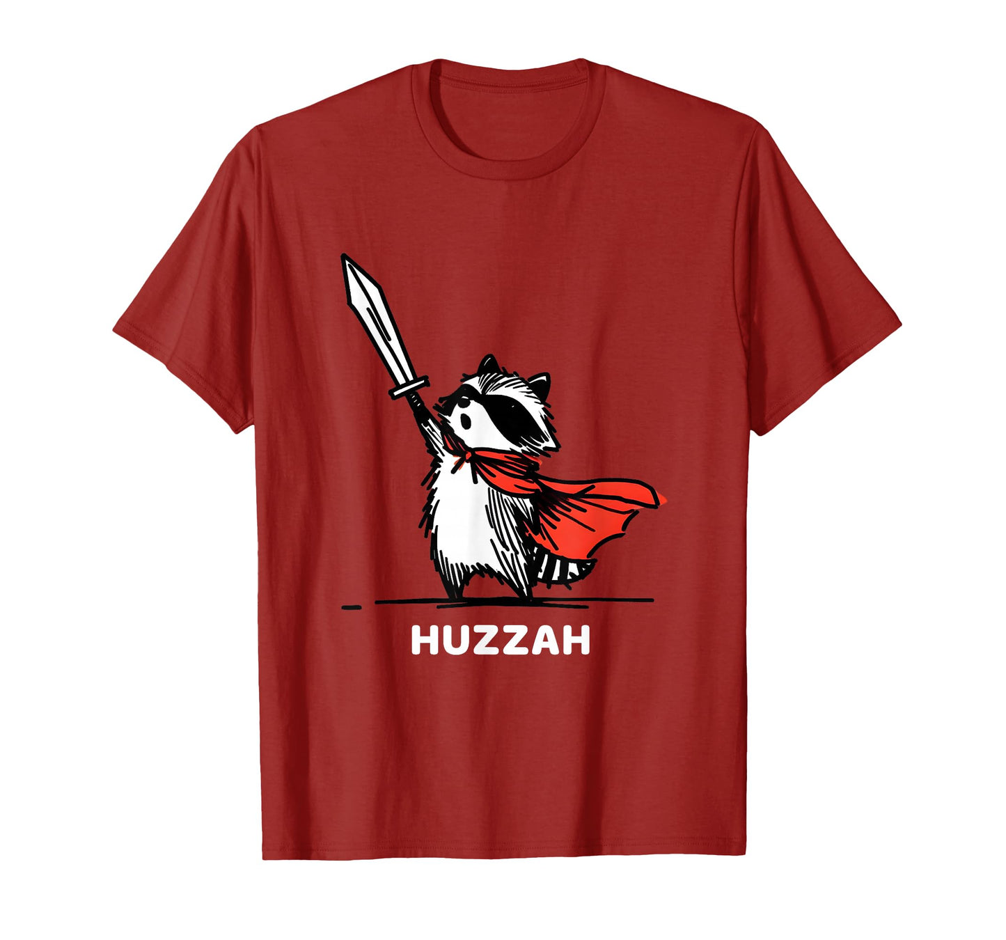 Huzzah Raccoon Knight Funny Sword Meme Quote T-Shirt