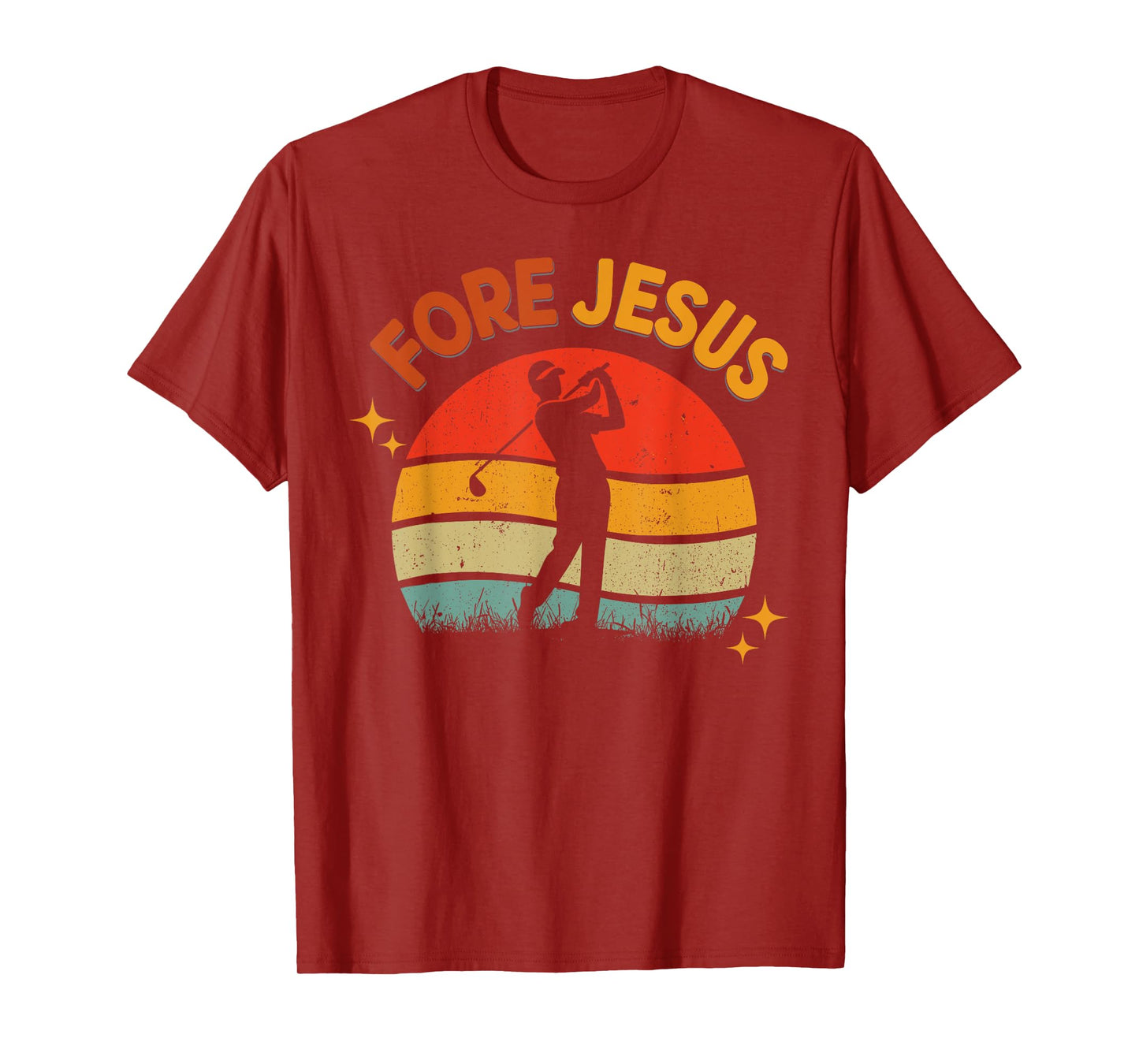FORE Jesus Christian Golf Retro 70s Religious Golfing Men's T-Shirt