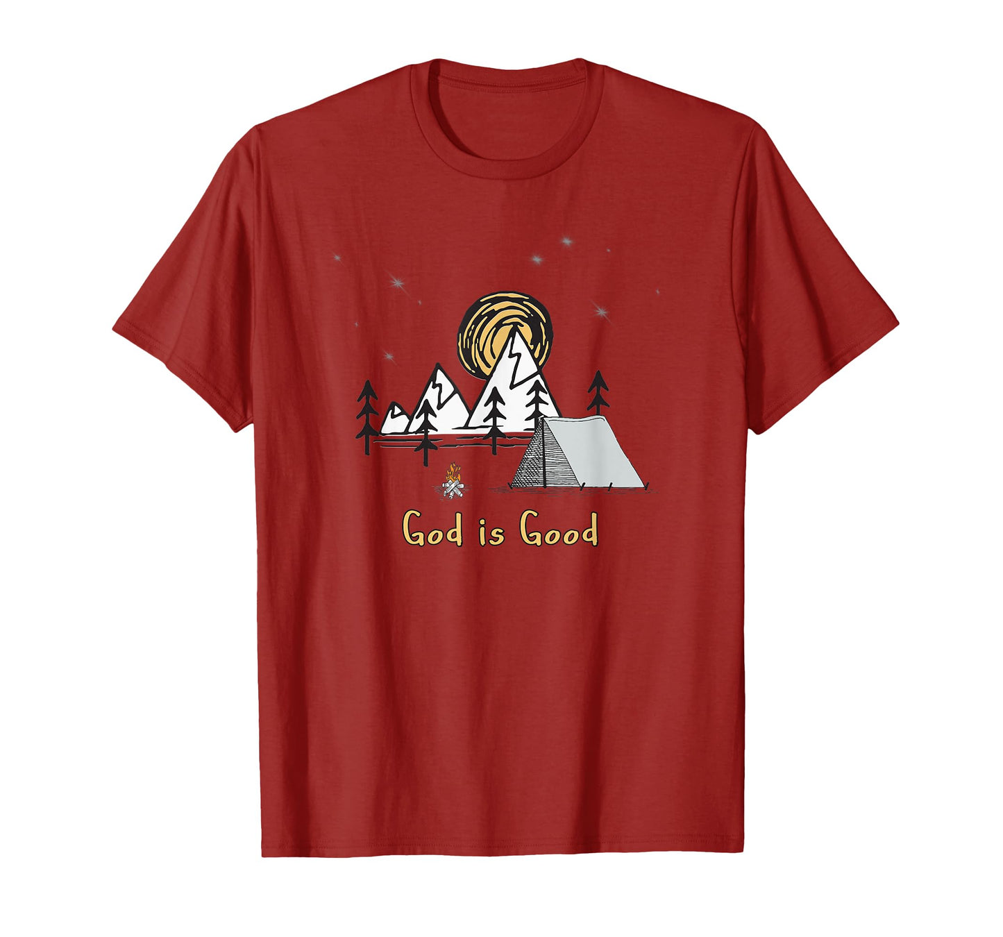 God is good tent camping under the stars graphic design gift T-Shirt