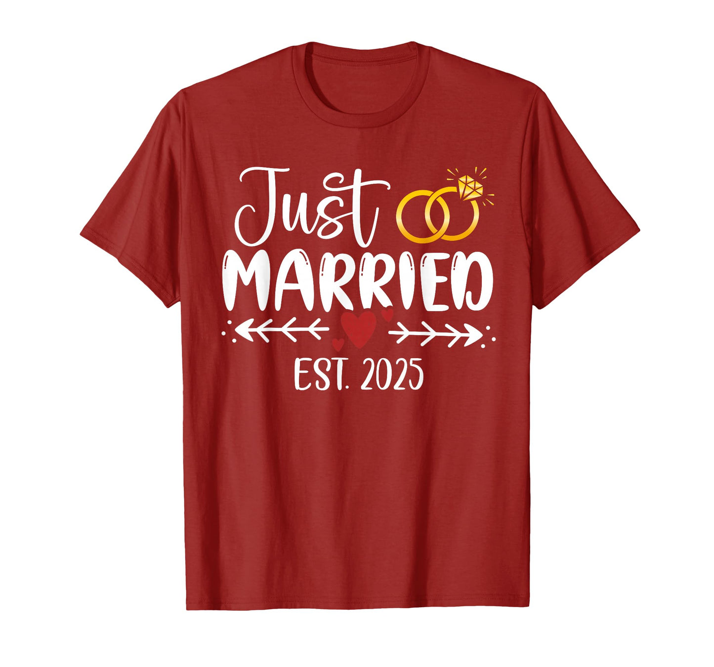 Just Married 2025 Couple Newlywed Bride And Groom Wedding T-Shirt