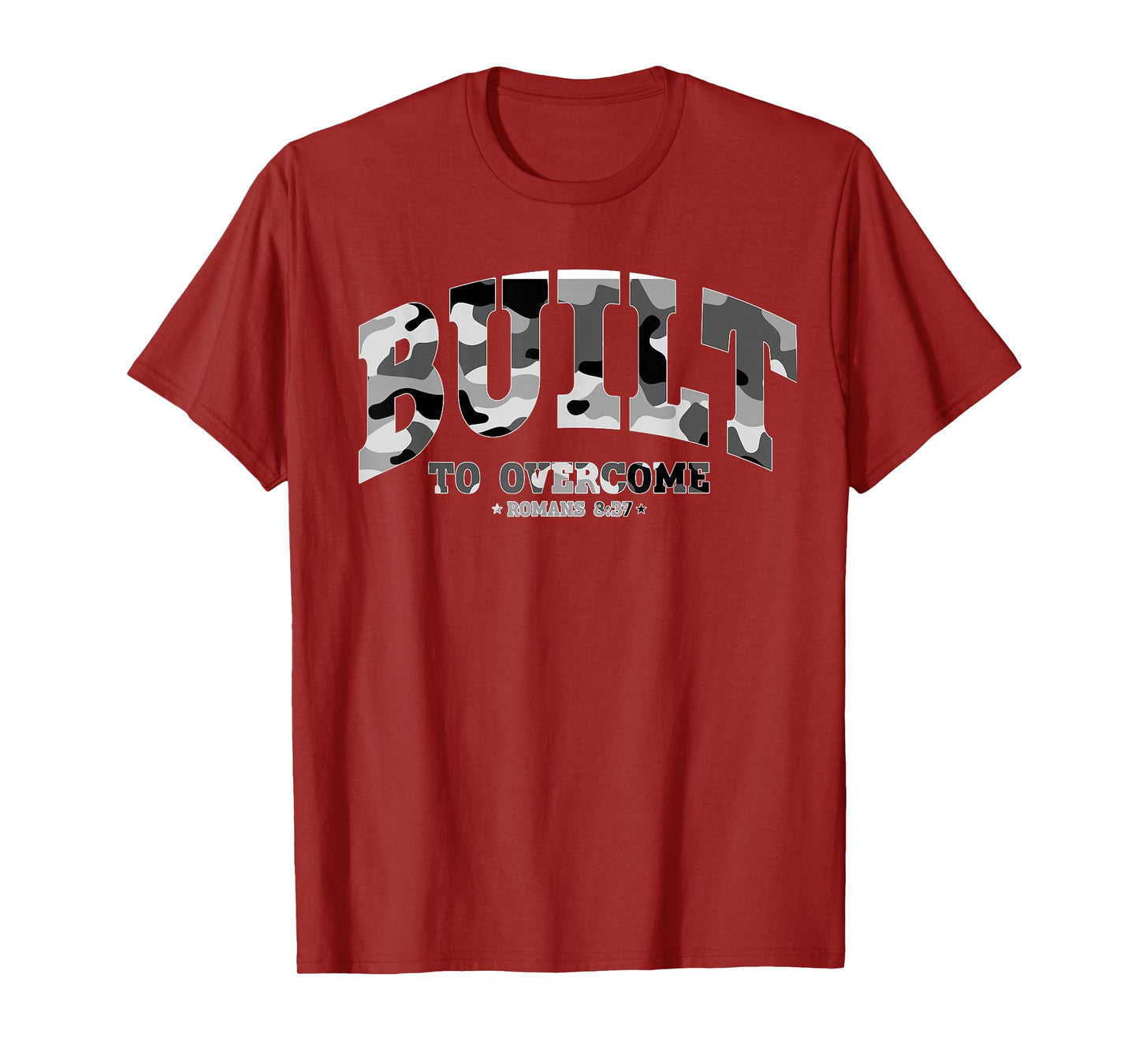 Built to Overcome Camo Scripture Christian Faith Gym Workout T-Shirt