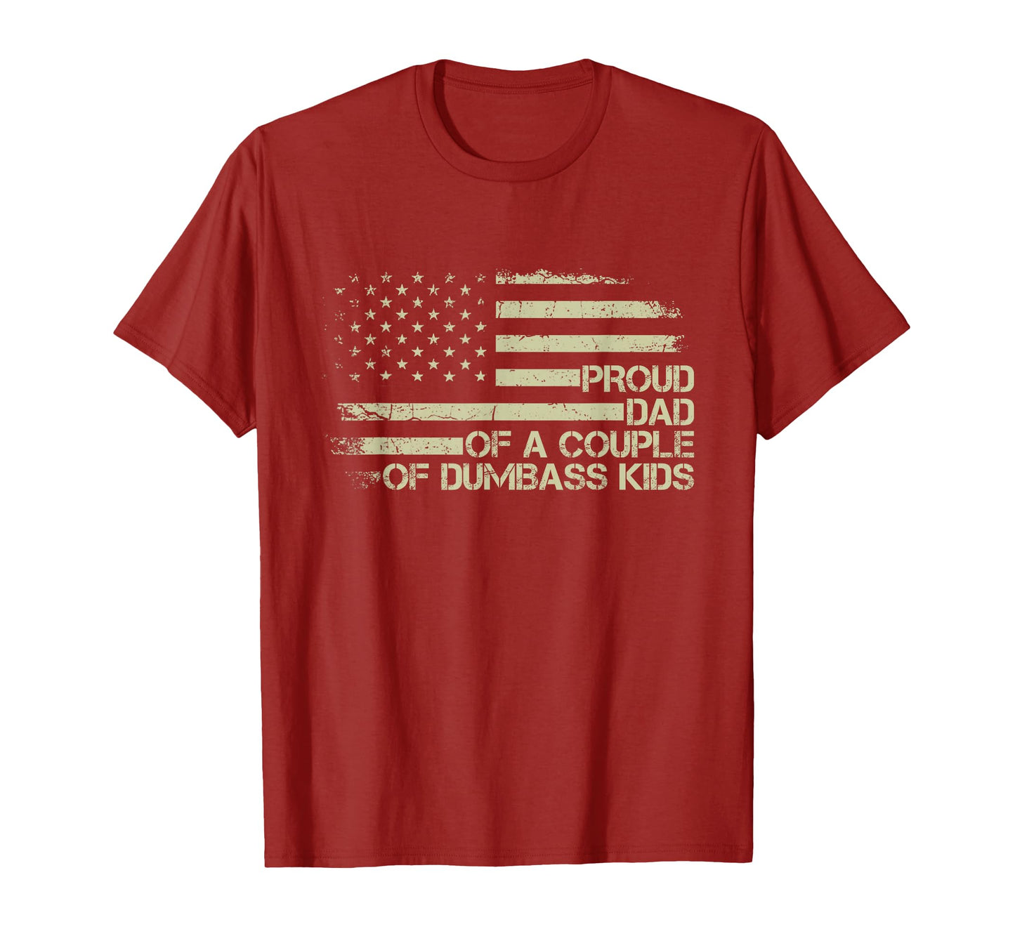 Proud Dad of a Couple of Dumbass Kids American Flag Funny T-Shirt