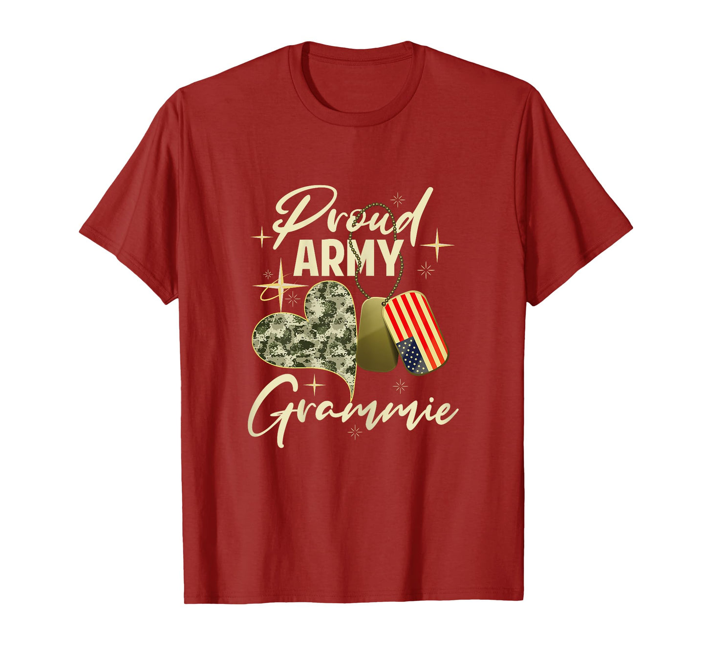 Proud Army Grammie Camouflage Mother's Day Dog Tag US Flag T-Shirt for Women