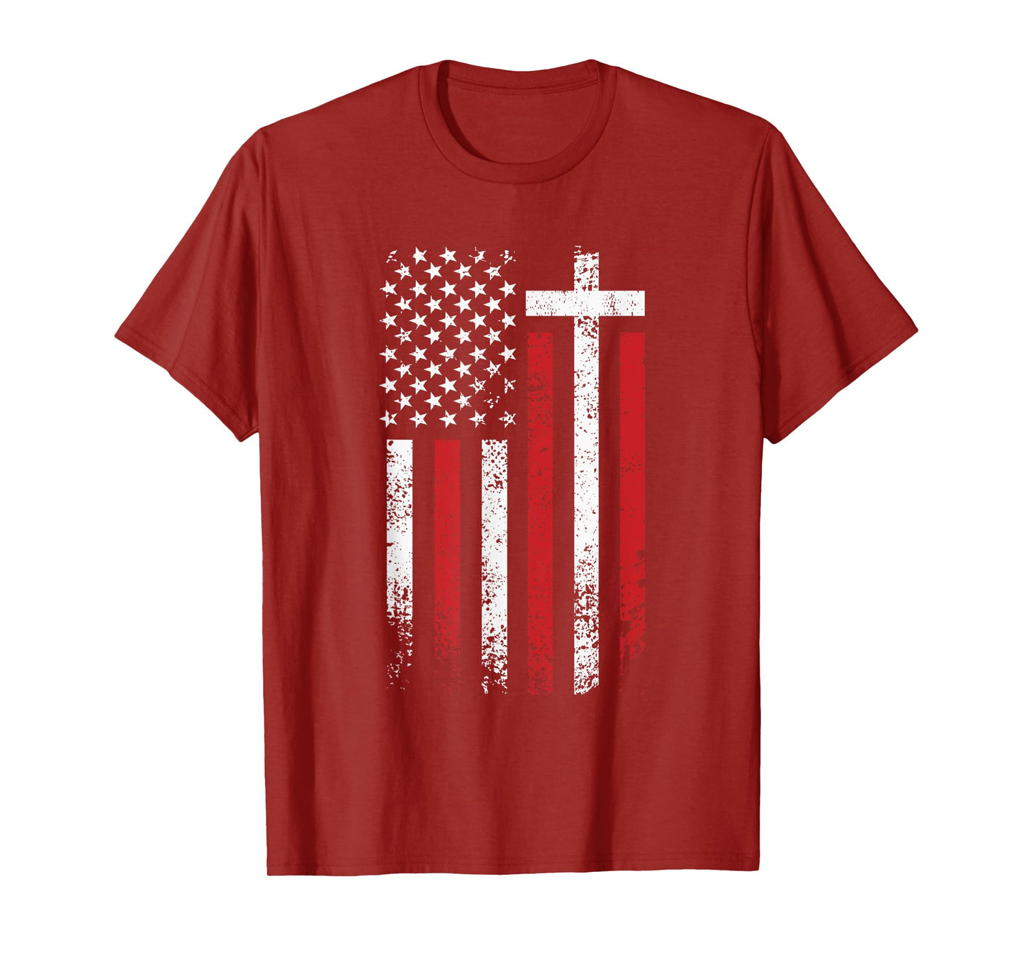 American Flag Cross Christmas Patriotic Religious Christian Women Kids Men T-Shirt