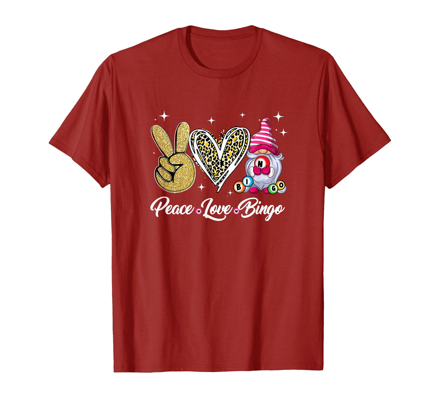 Peace Love Bingo Funny Lucky Design Bingo Gnome Lover Women T-Shirt