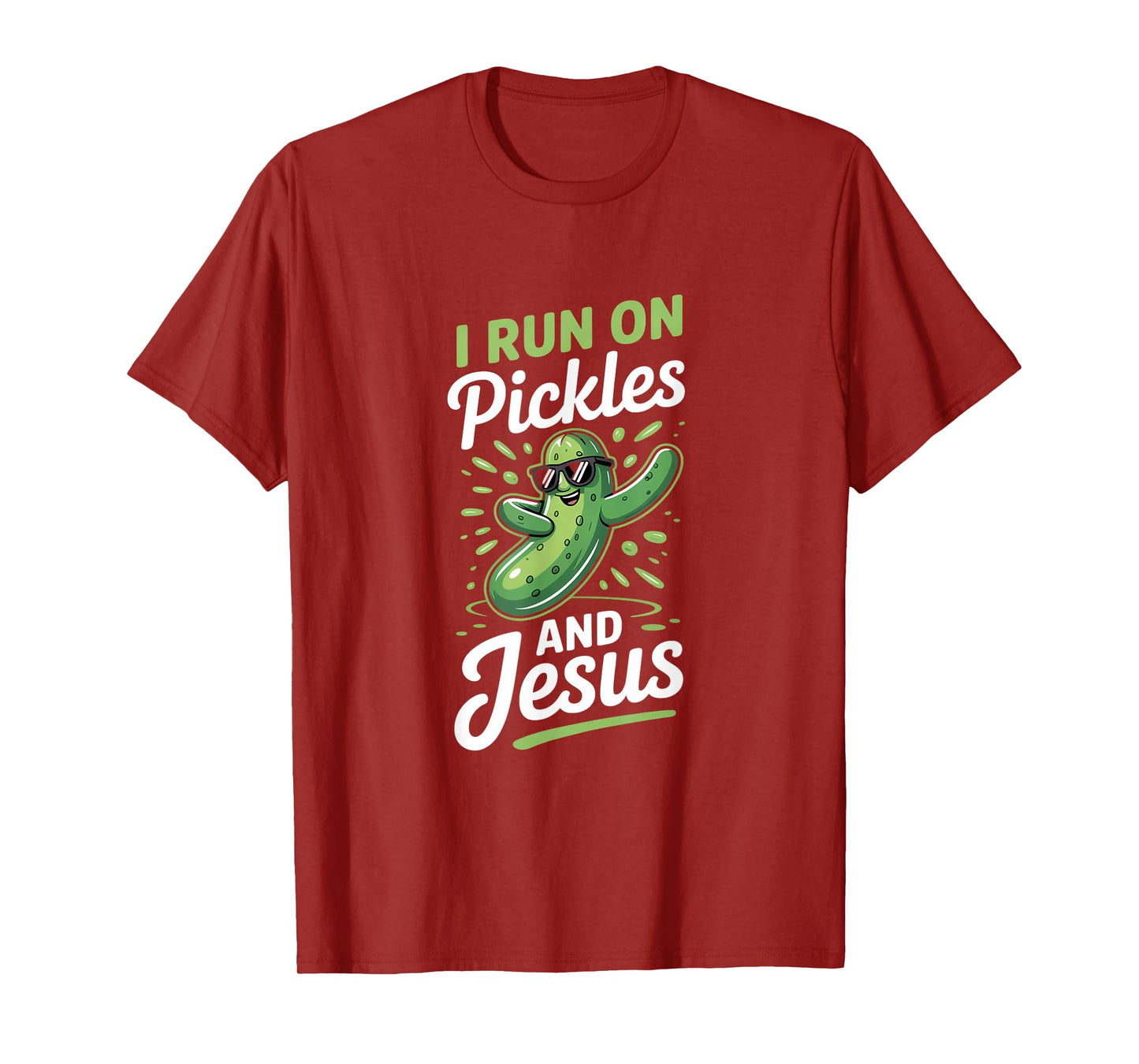 Funny Pickle Cucumber I Run on Pickles and Jesus T-Shirt