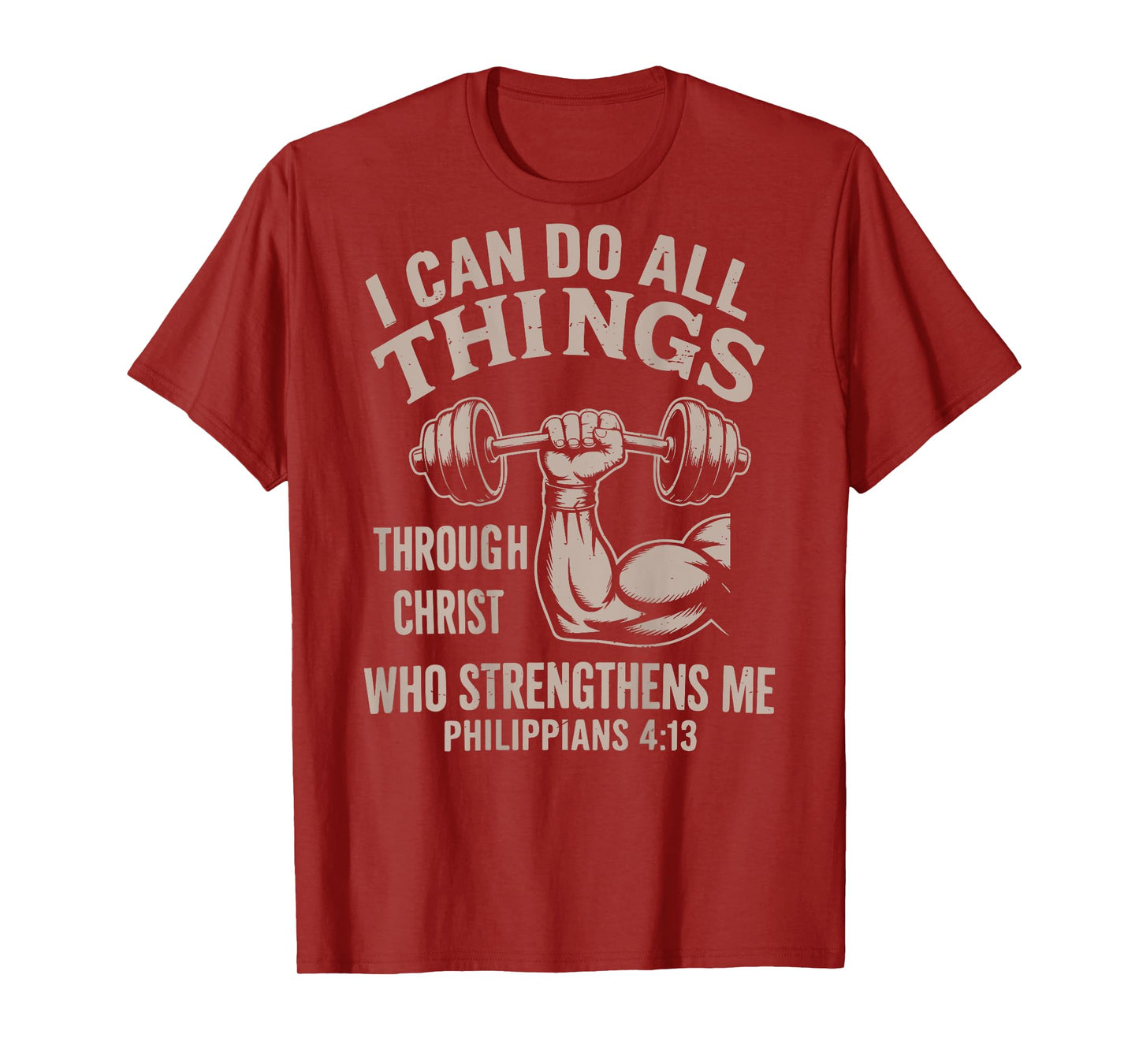Can Do All Things Christian Workout Gym Weightlifting Cross T-Shirt