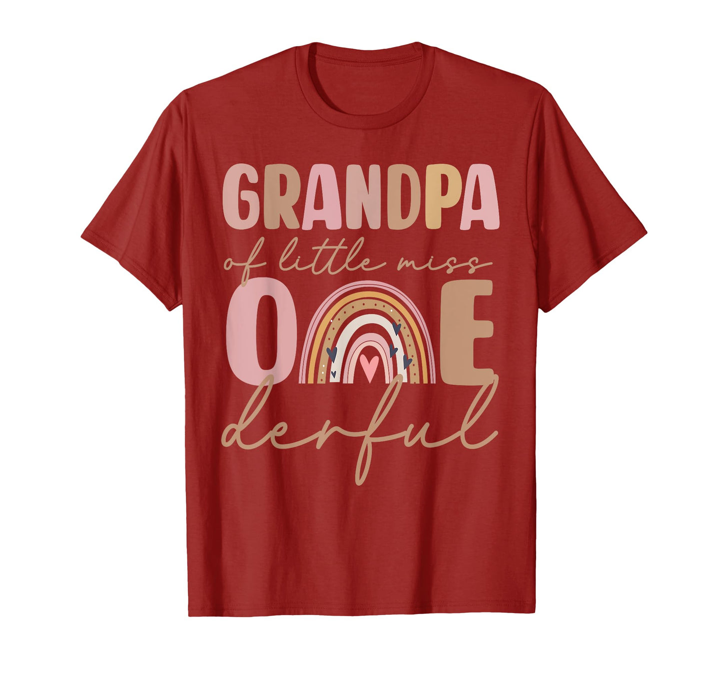 Grandpa of Little Miss Onederful First Birthday Boho Rainbow T-Shirt