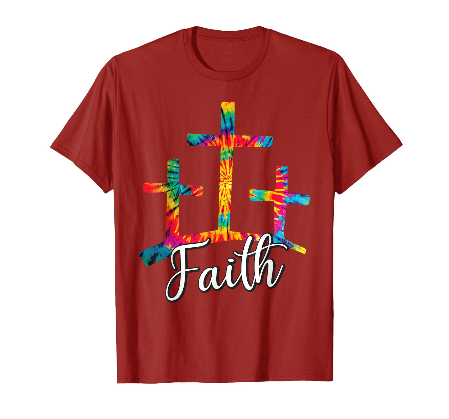 Faith Jesus Christian Cross Tie Dye Rainbow Religious Bible T-Shirt