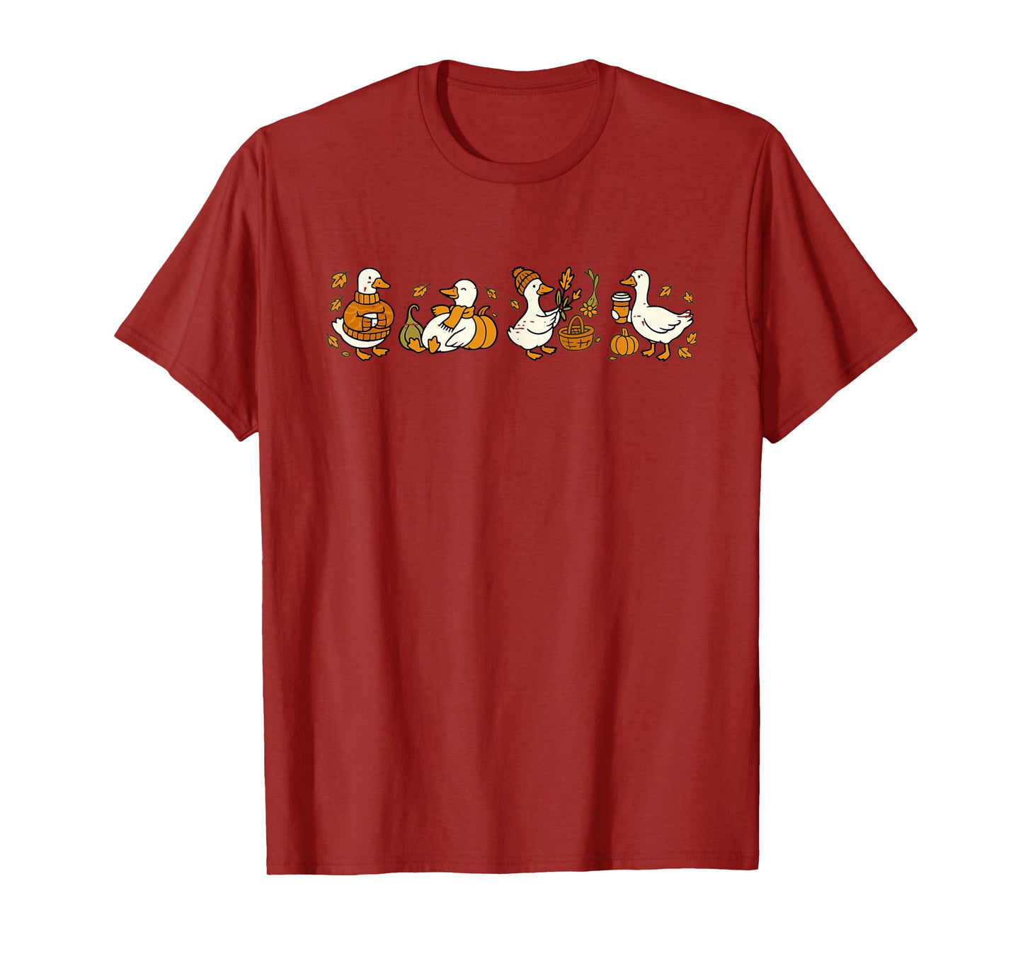 Funny Fall Goose Autumn Pumpkin Thanksgiving Cozy Season T-Shirt
