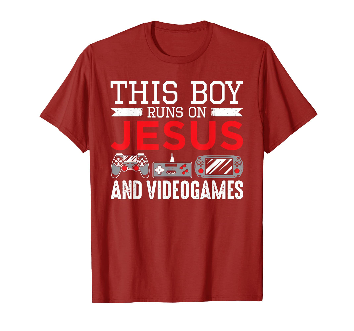 This Boy Runs On Jesus And Video Games Funny Christian Gift T-Shirt