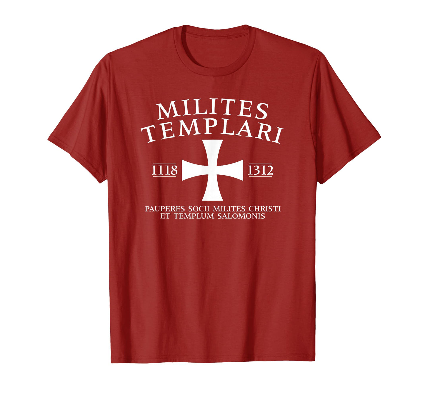 Knights Templar Cross in Latin 1118-1312 White Print T-Shirt