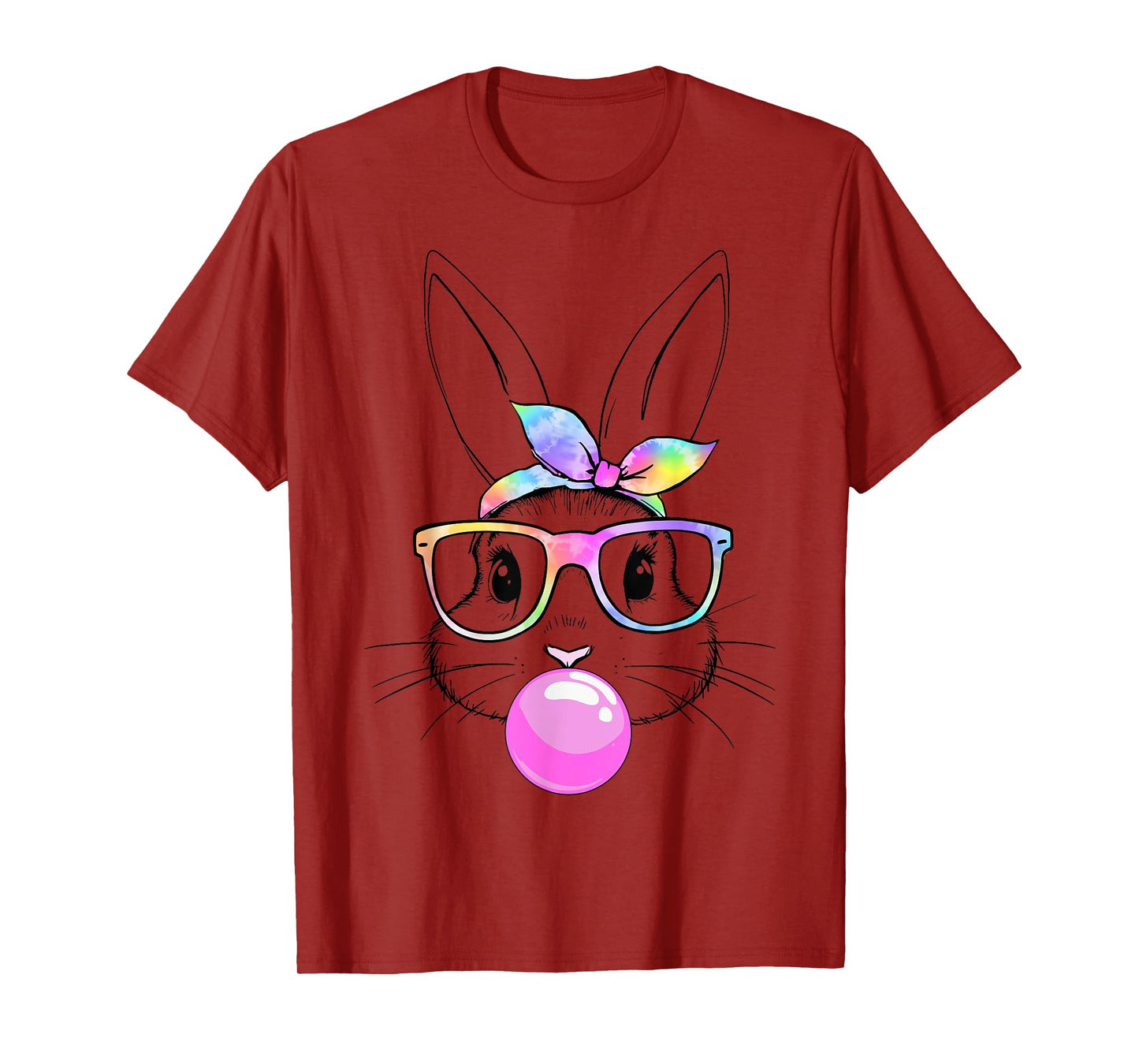 Bunny tie dye glasses bandana bubblegum easter girls women T-Shirt