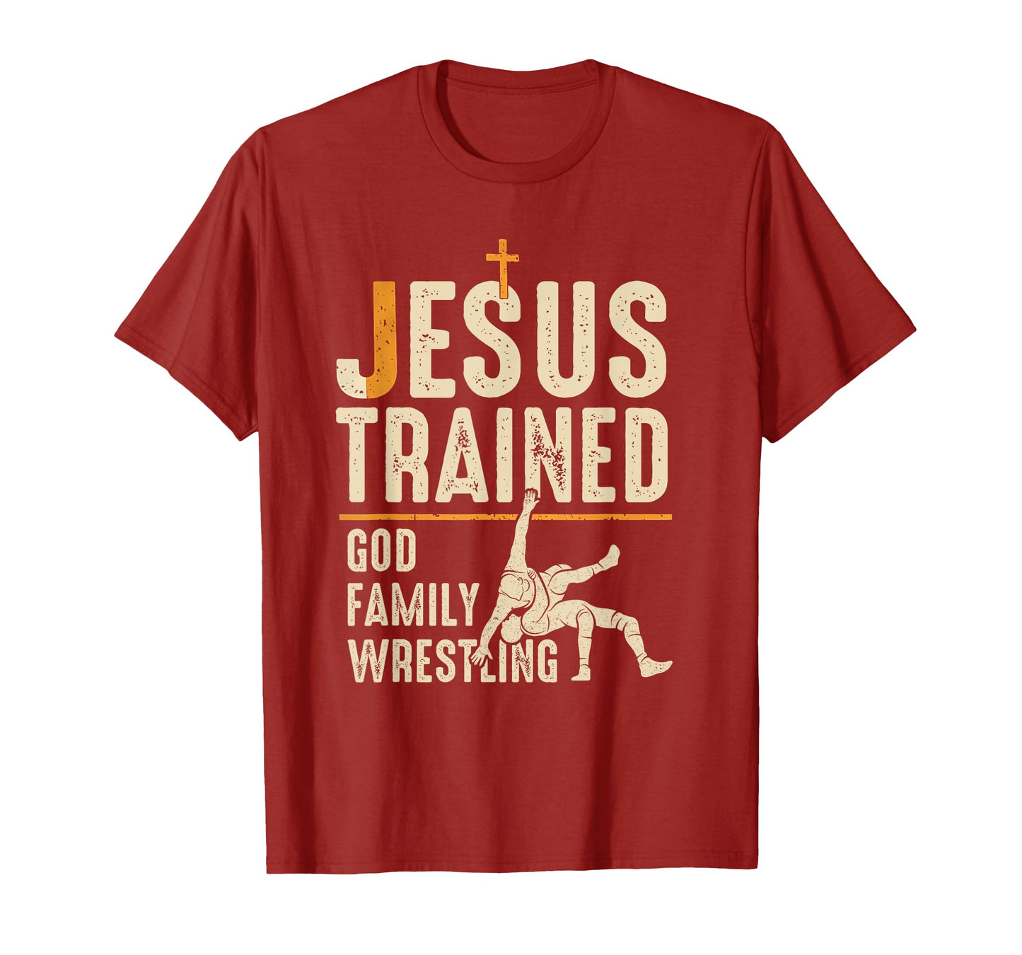 Jesus Trained God Family Wrestling Christian Unisex-Adults Black Small Christian Wrestling T-Shirt