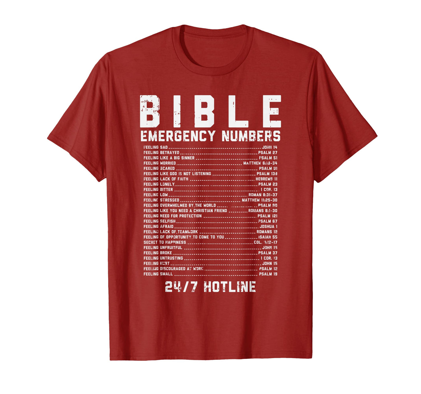 Bible Emergency Numbers Verse God Jesus Faith Christian Gift T-Shirt