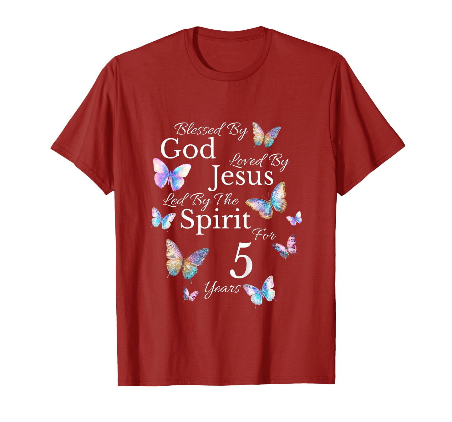Kids Blessed By God Loved By Jesus For 5 Years Old 5th Birthday T-Shirt
