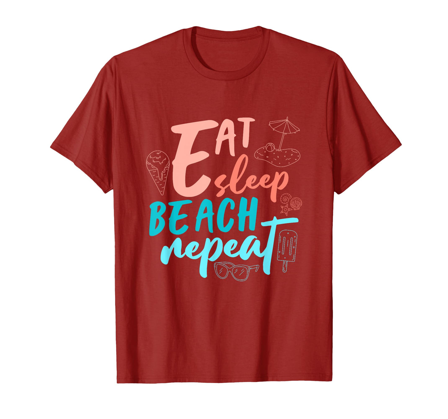 Eat Sleep Beach Repeat Shirt Cute Beach Vacation Family Trip T-Shirt